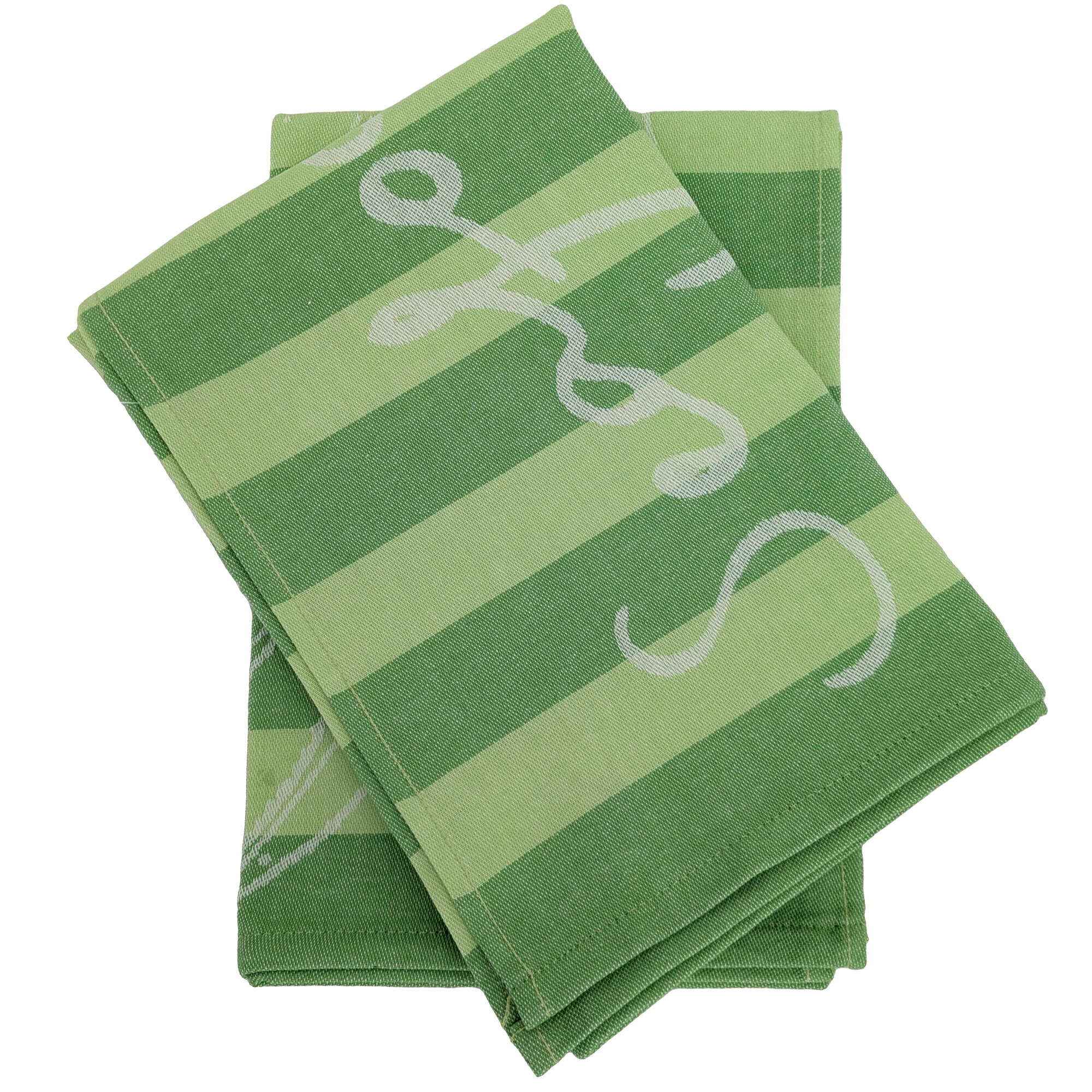 Lot De 2 Torchons De Cuisine Toile 50x70 Cm Collection Seafood Vert