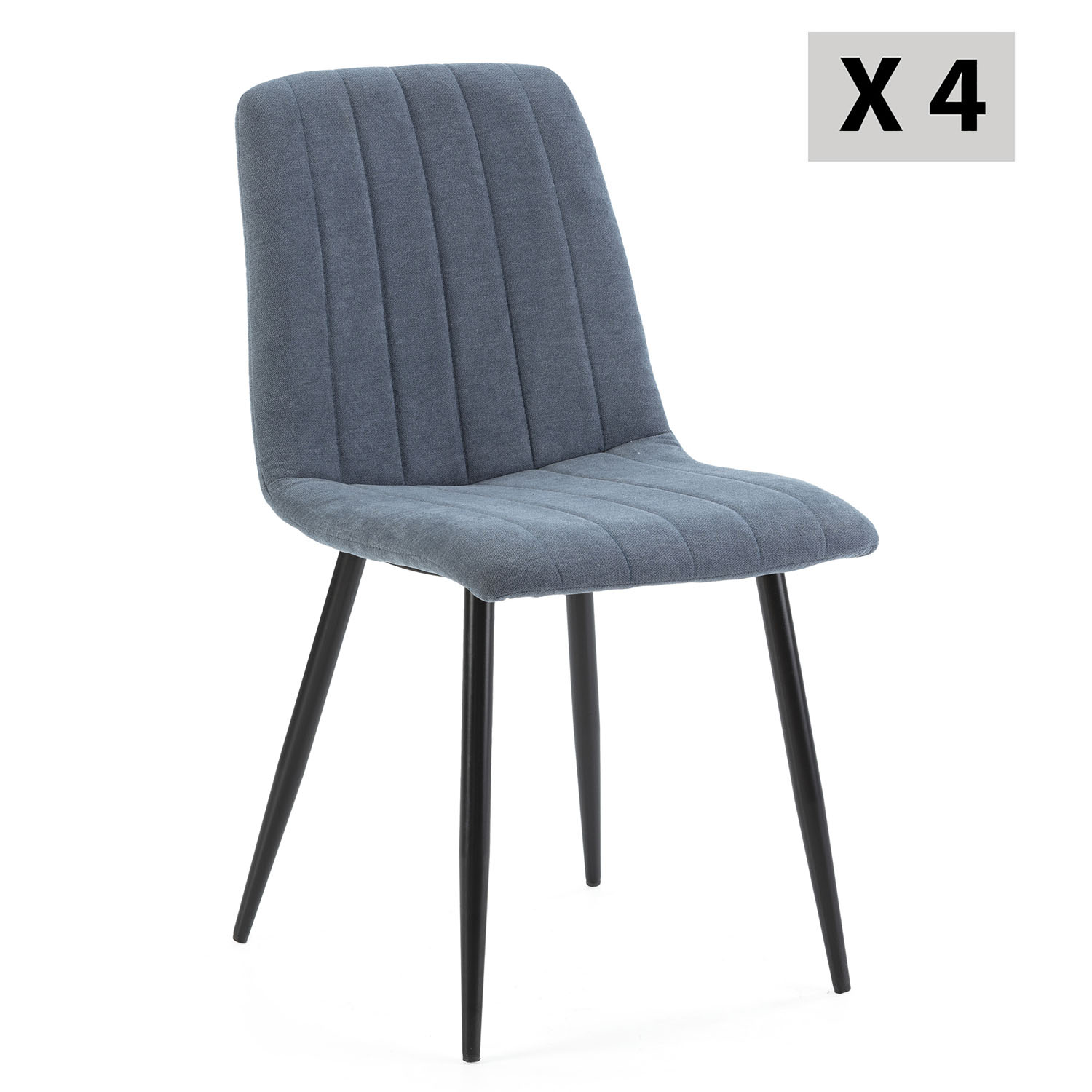 Pack 4 Chaises Sagi Recouvertes De Tissu Bleu