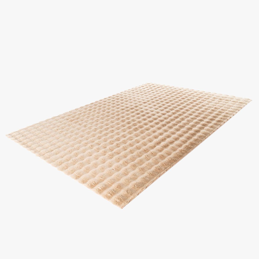 Harmony - Tapis En Tissu Doux À Motif Quadrillé Beige - 120x170 Cm