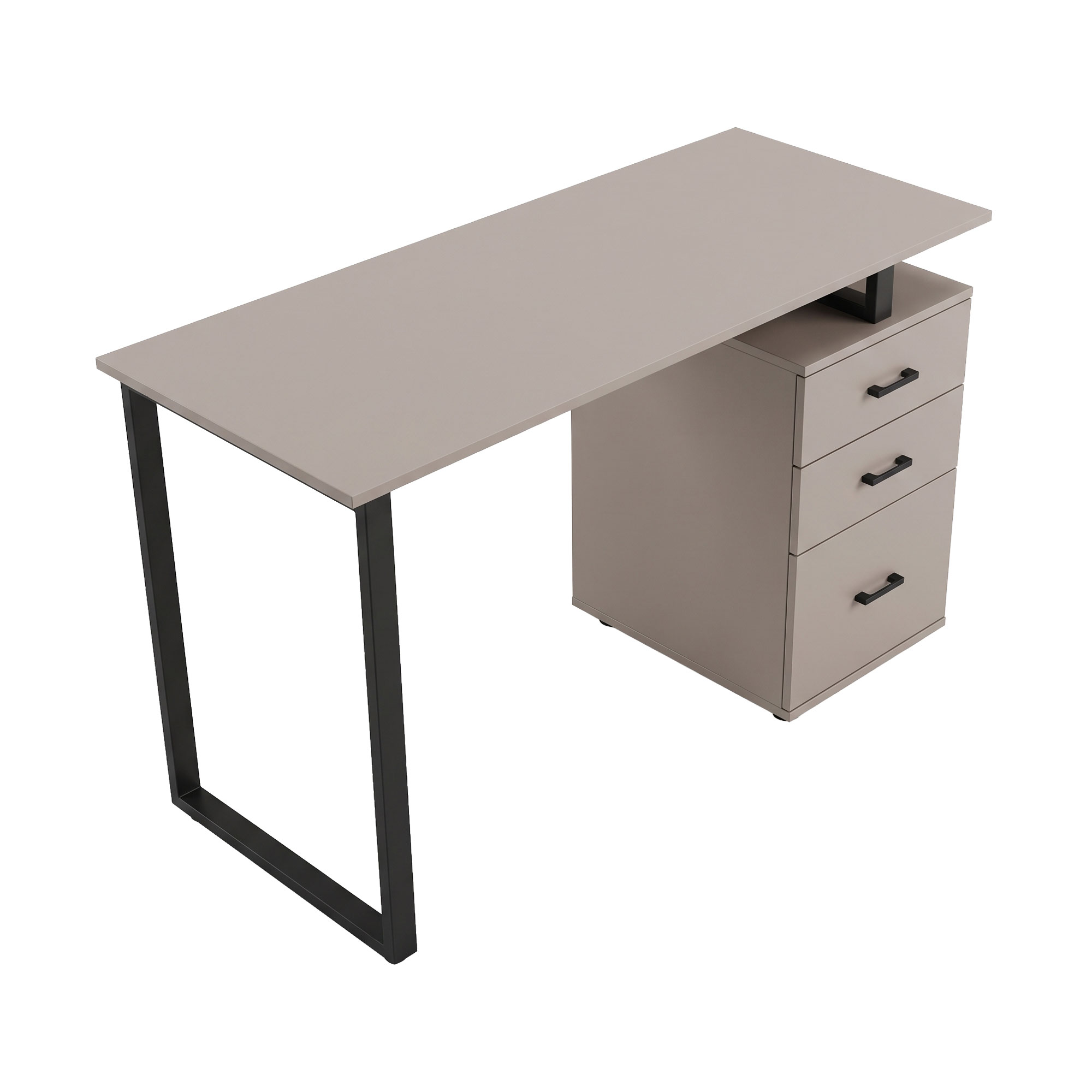 Asym - Bureau Avec Tiroirs 120x75x50 Cm, Gris Tourterelle, En Fer.