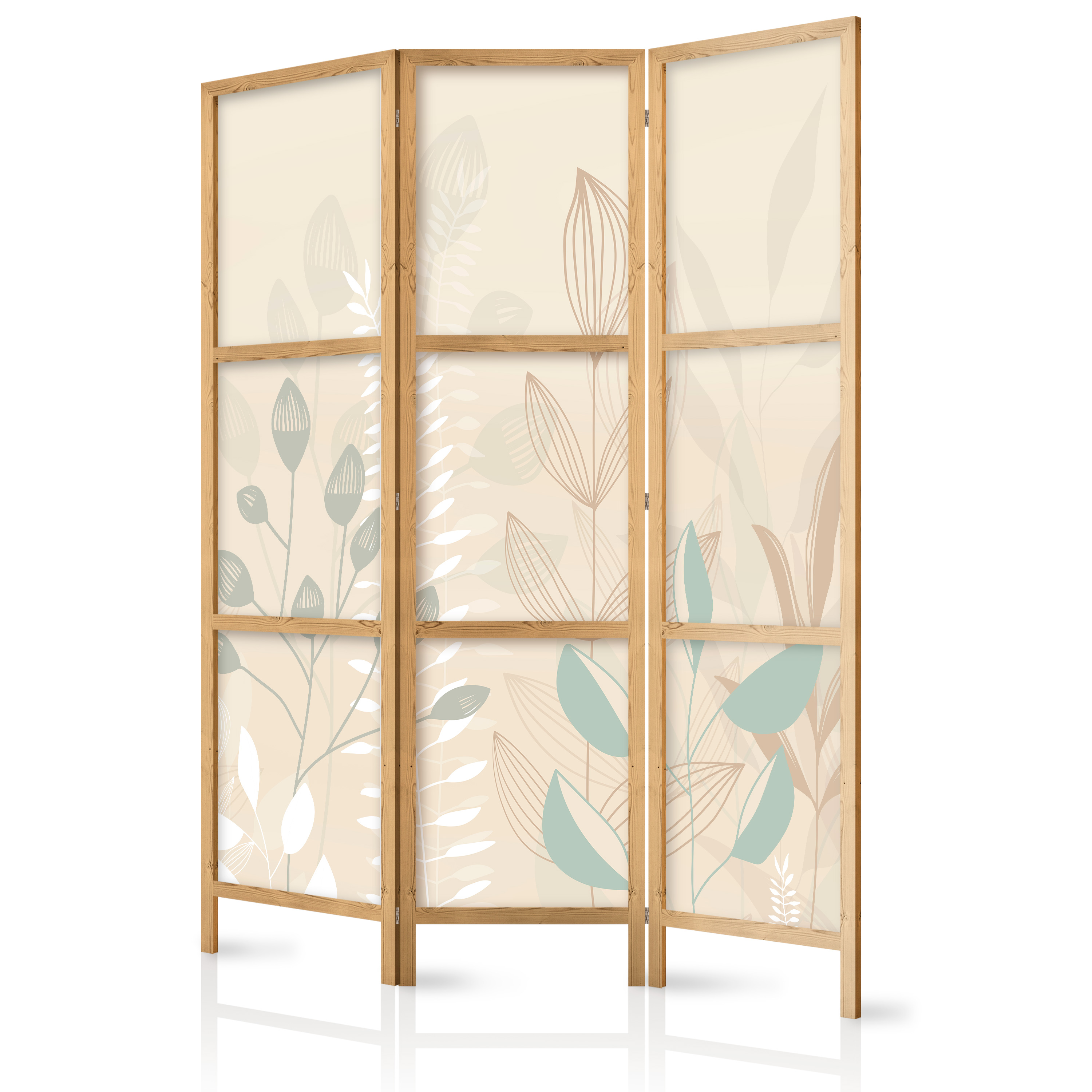 Paravent Japonais -diverses Plantes Pastelbeige. 135x172
