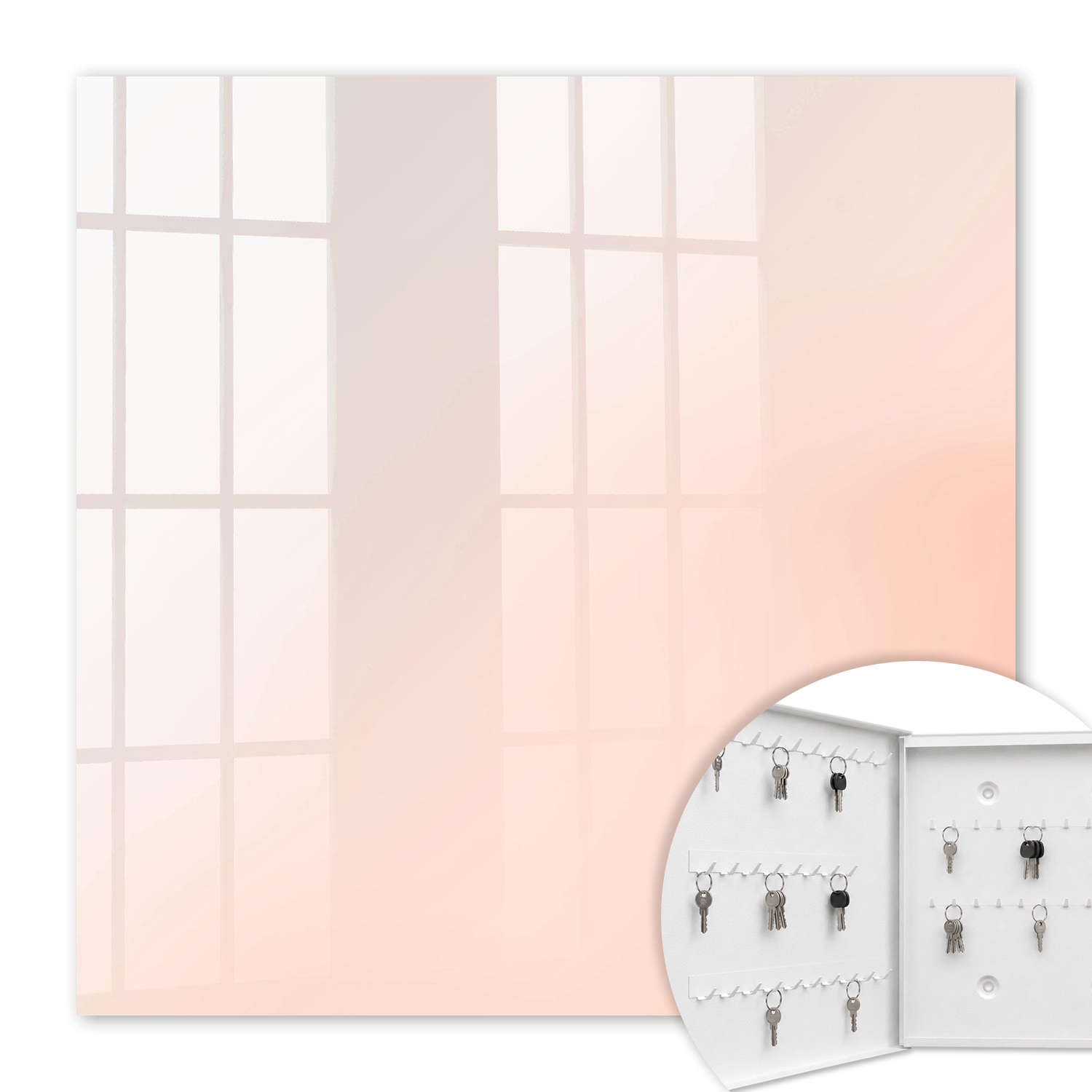 Armoire À Clés - (30 Cm X 30 Cm) - Boîte À Clés Murale - Coffret De Rangement Pour Clés - Couleur Blanche - Ouverture Vers La Gauche - Pour Maison Et Bureau - Minimalisme Pastel