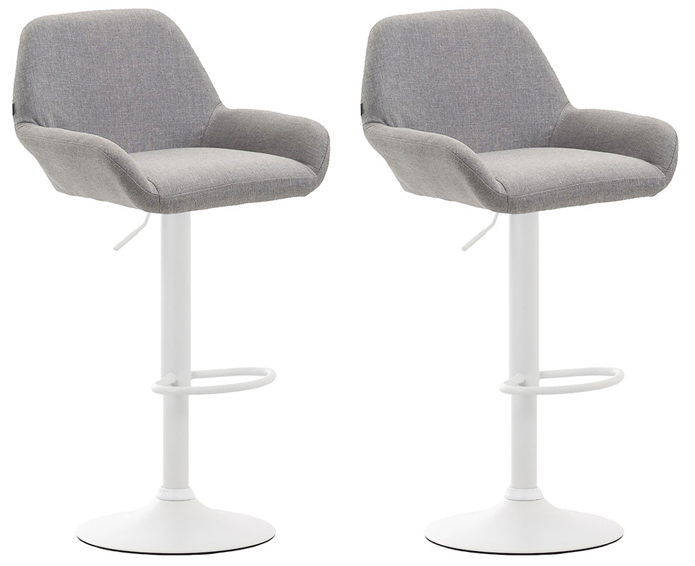 Lot De 2 Tabourets De Bar Repose-pieds En Forme D'arc En Métal Blanc Assise 10_0004043
