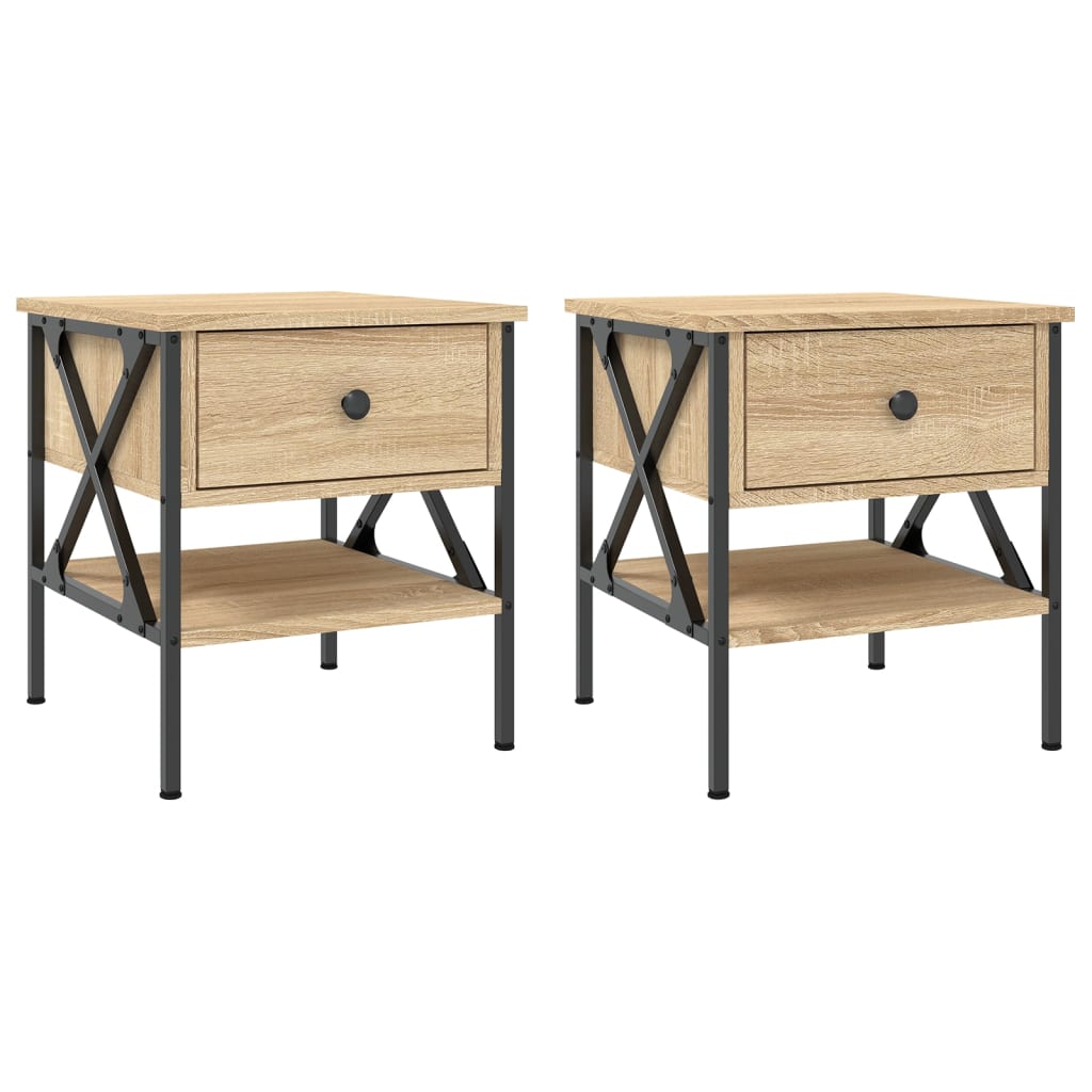 Lot De 2 Tables De Chevet Avec Tiroir Et Étagère 40 X 42 X Dec035282