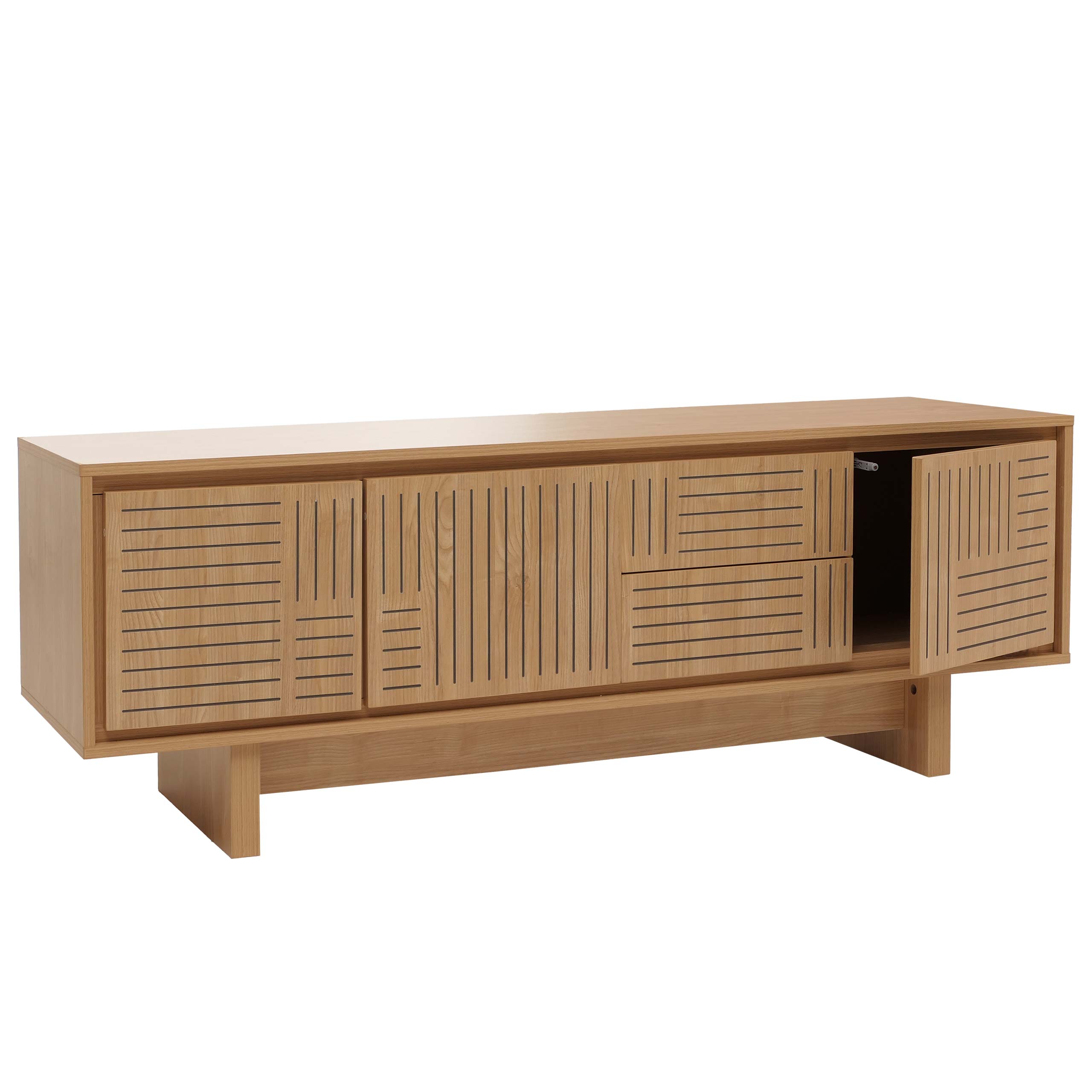 Meuble Tv Design Contemporain 51,5 X 150 X 39,5 Cm Avec Rangement Pratique Et Surface Résistante En Mélamine Marron 040009391