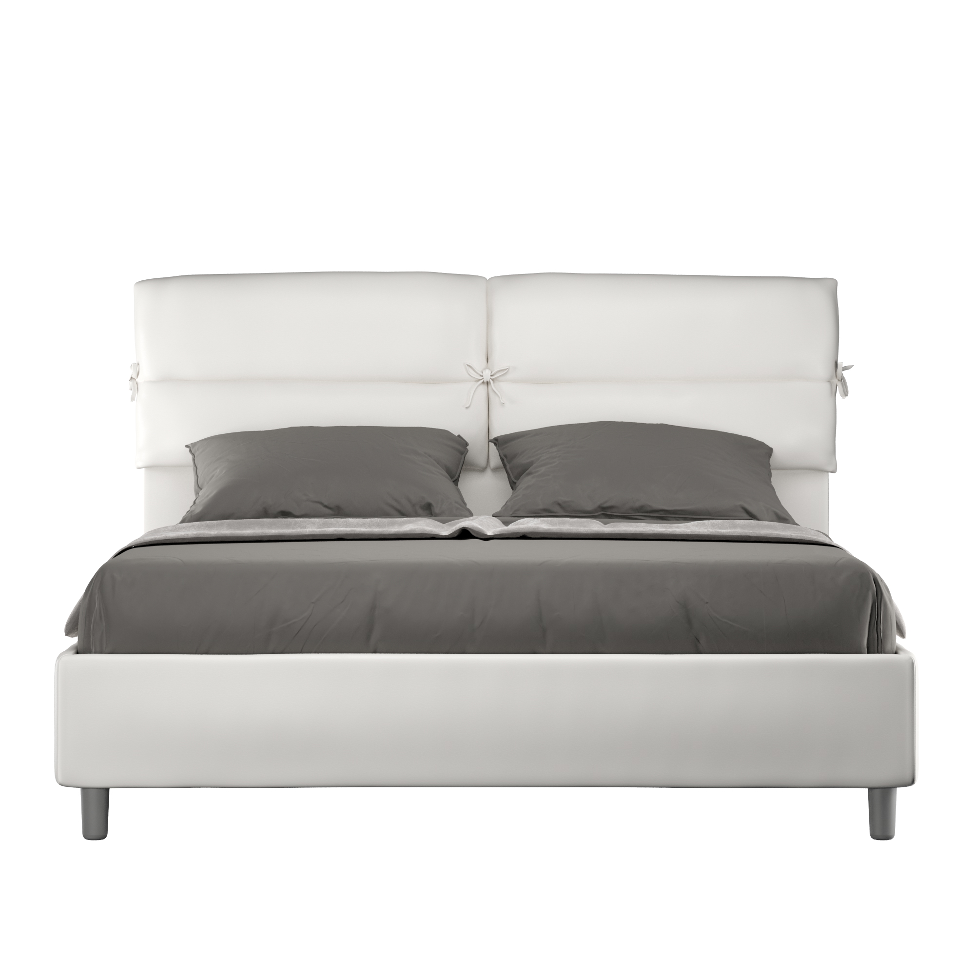 Lit Coffre Rembourré 160x190 Similicuir Blanc Nandy