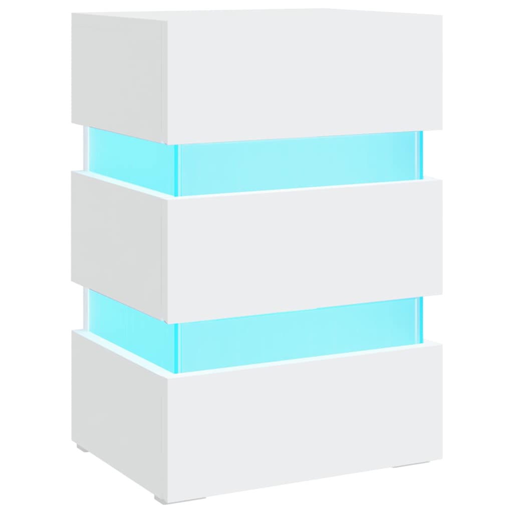 Table De Chevet Avec Lumières Led Et 3 Tiroirs 45 X 35 X 67 Dec034736