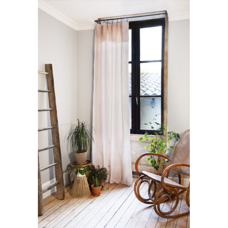 Lot De 2 Rideaux Ajustables + 8 Anneaux Pince "gaîa" 140 X 300 Cm "gaze De Coton" L'effet Papillon