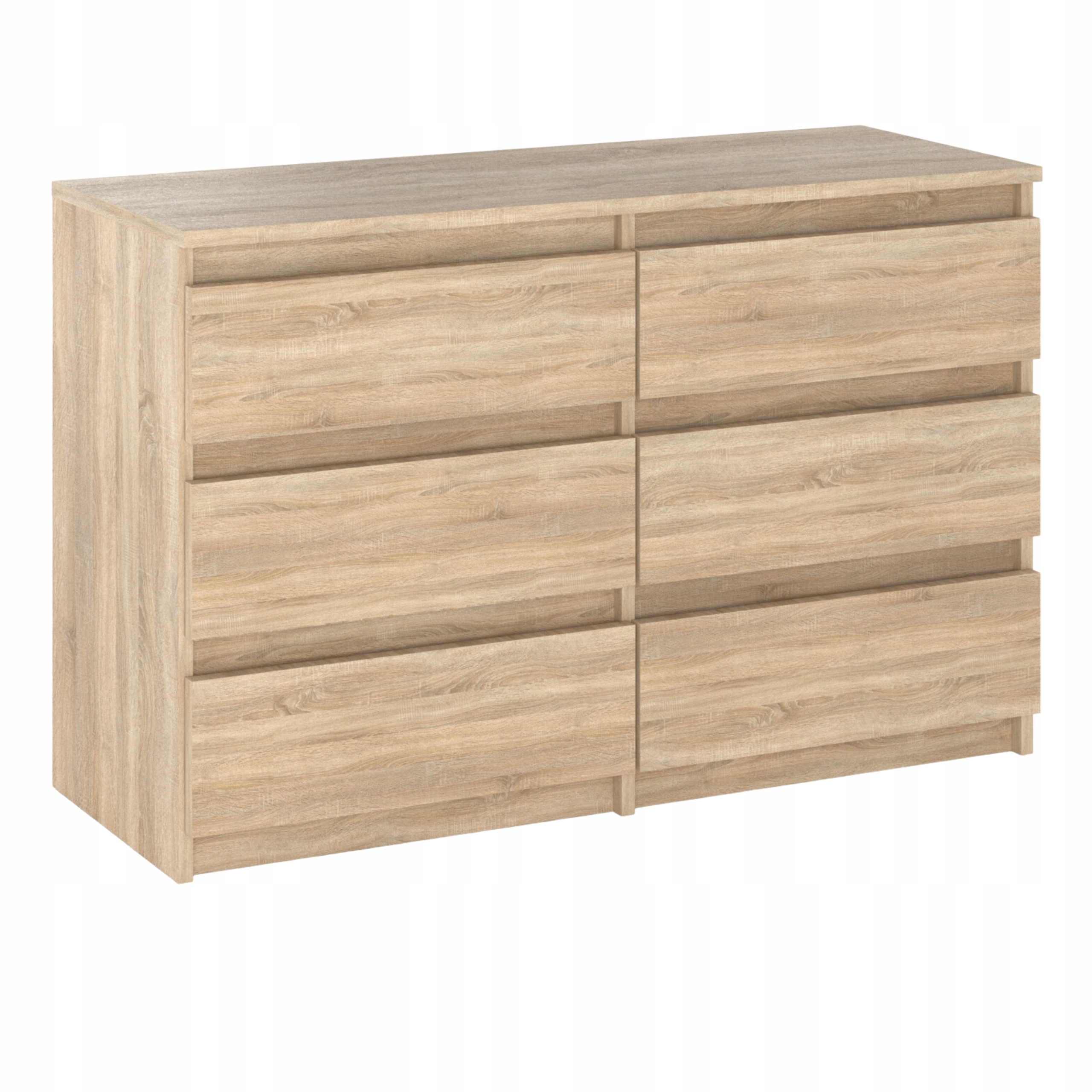 Commode Chêne Sonoma Avec 6 Tiroirs 100x71,5x33,5cm Meuble Tv- Salon - Chambre -chifonnier