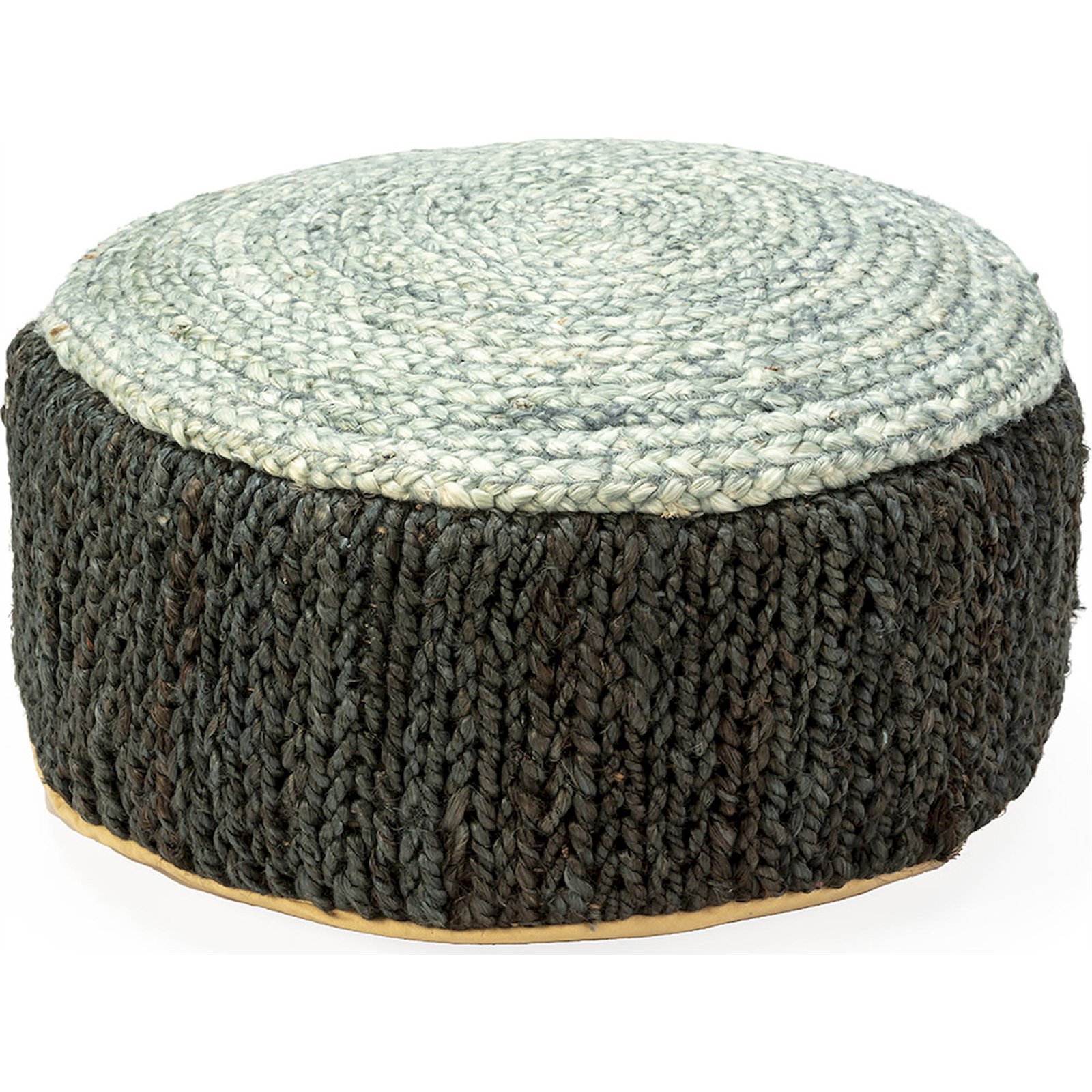 Pouf Tressé Noir Gris Assise Confortable Pour Salon Ou Chambre - Noir Tressé Nuances De Gris Clair