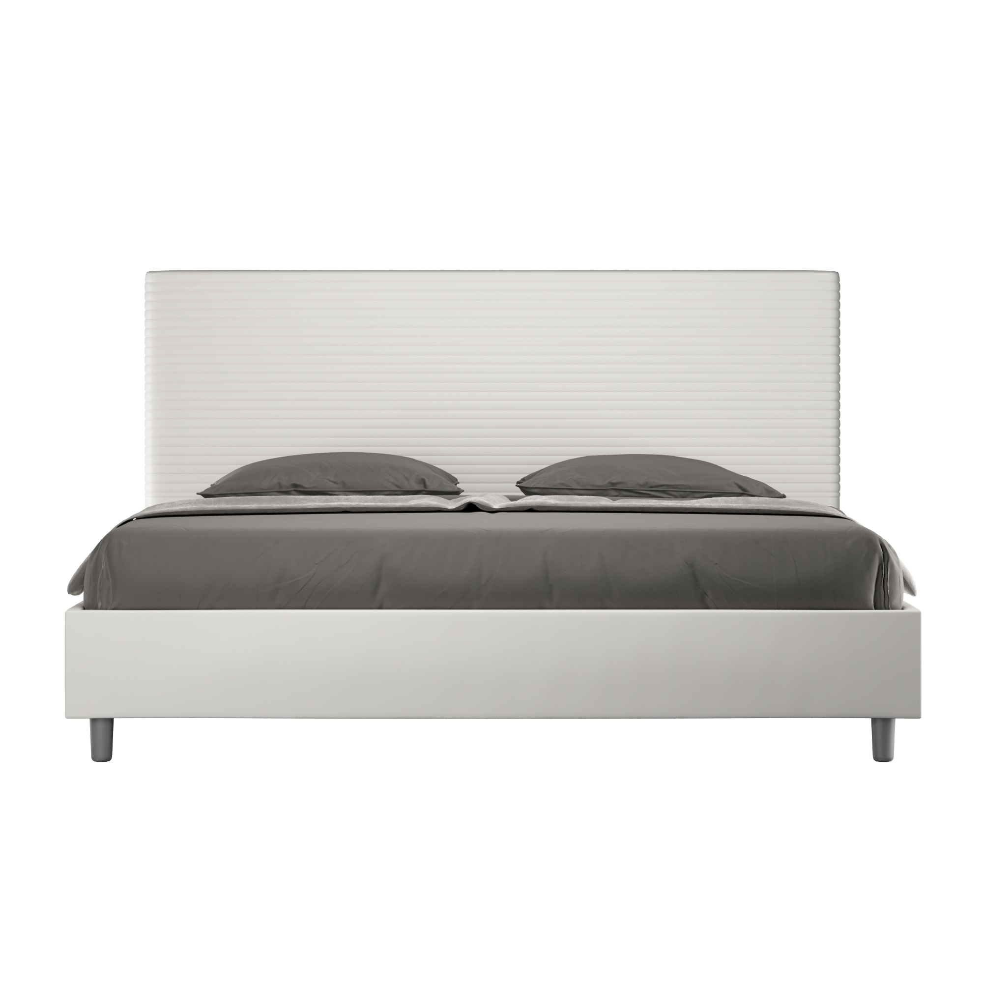 Lit Sans Sommier Rembourré 180x190 Similicuir Blanc Focus