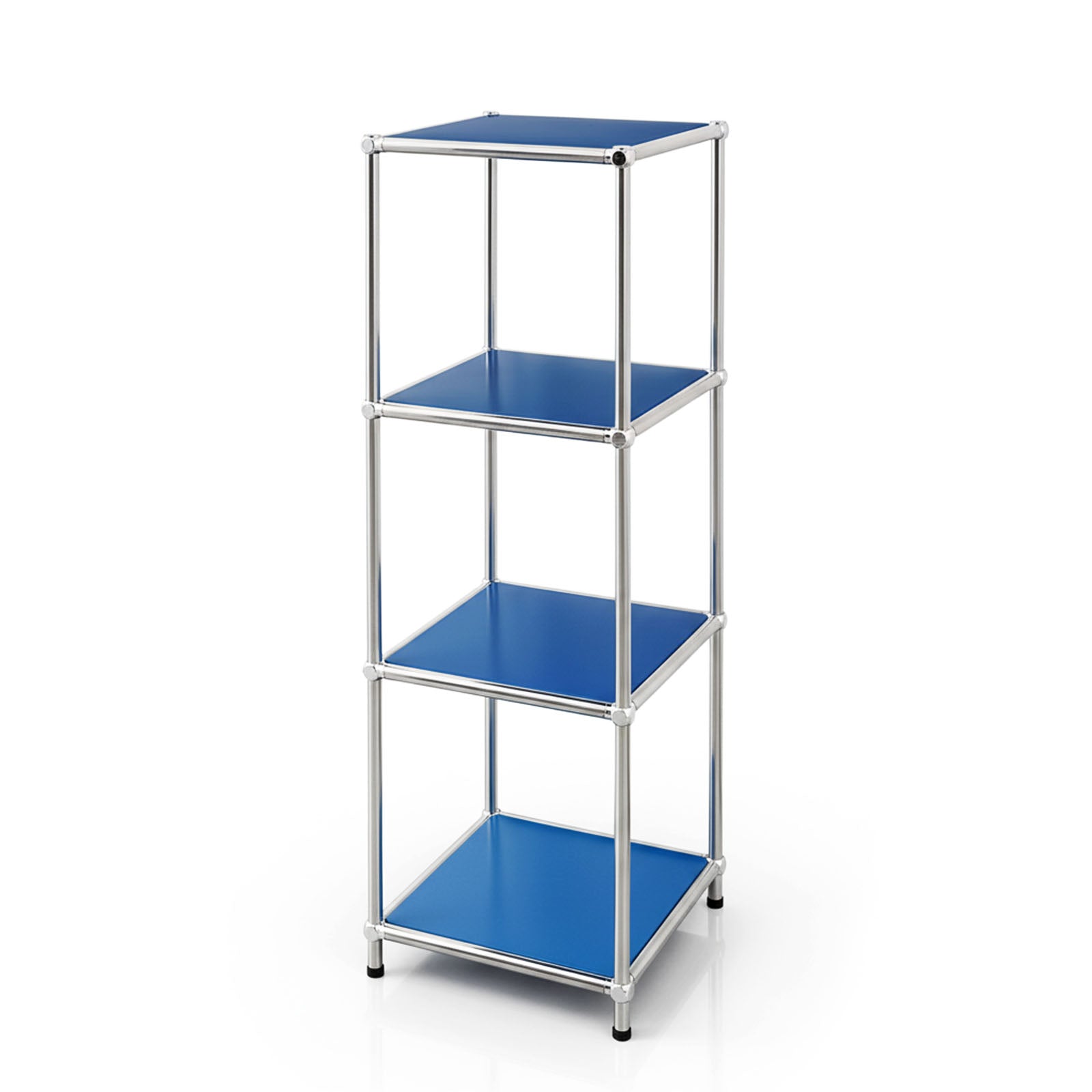 Étagère Métal Chromé Design Épuré, Concept Epuré Mk-005, L30 × P30 × H95 Cm, Bleu