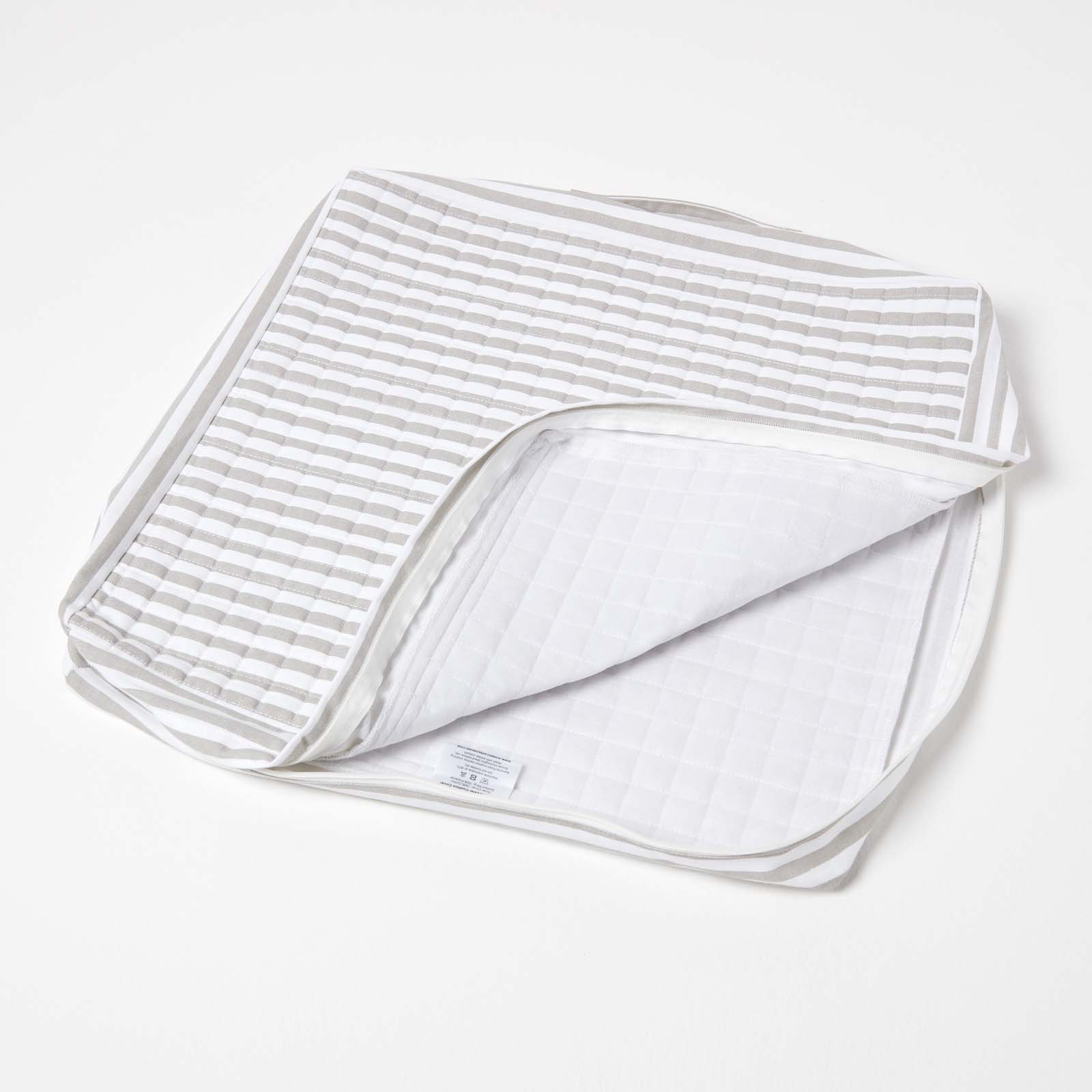 Housse De Coussin En Coton Pour Coussin D'assise Gris Rayé - Homescapes