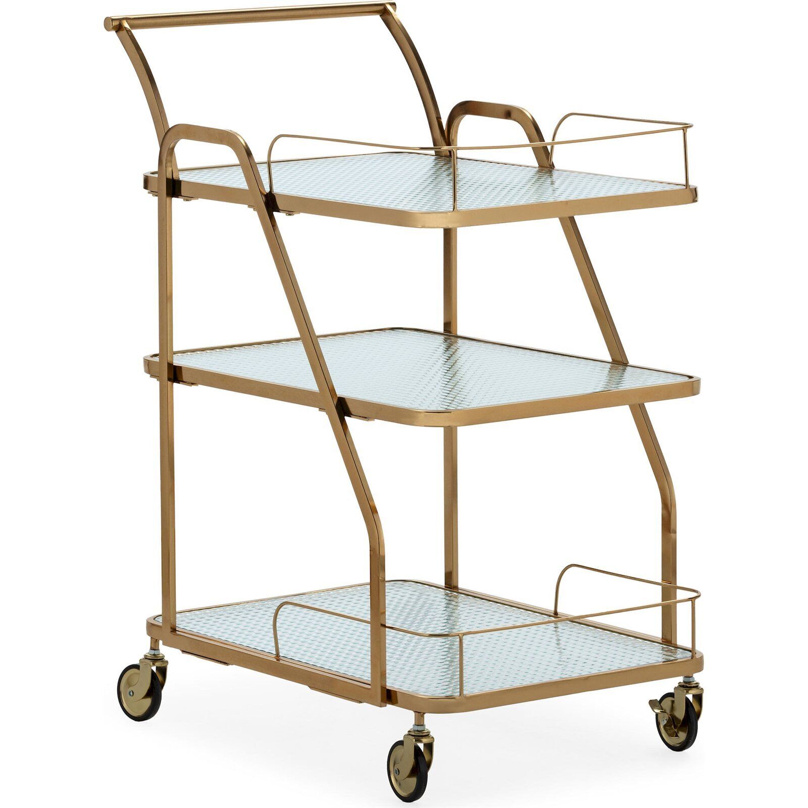 Bar D'Appoint Doré Premium 63x45x90 Cm - Doré Éclatant Et Verre Contemporain