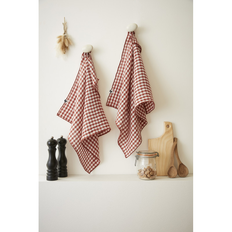 Lot De 2 Essuie-mains "vickie" 50 X 70 Cm Tissé Teint "gaze De Coton" L'Effet Papillon - Vickie Terracotta -