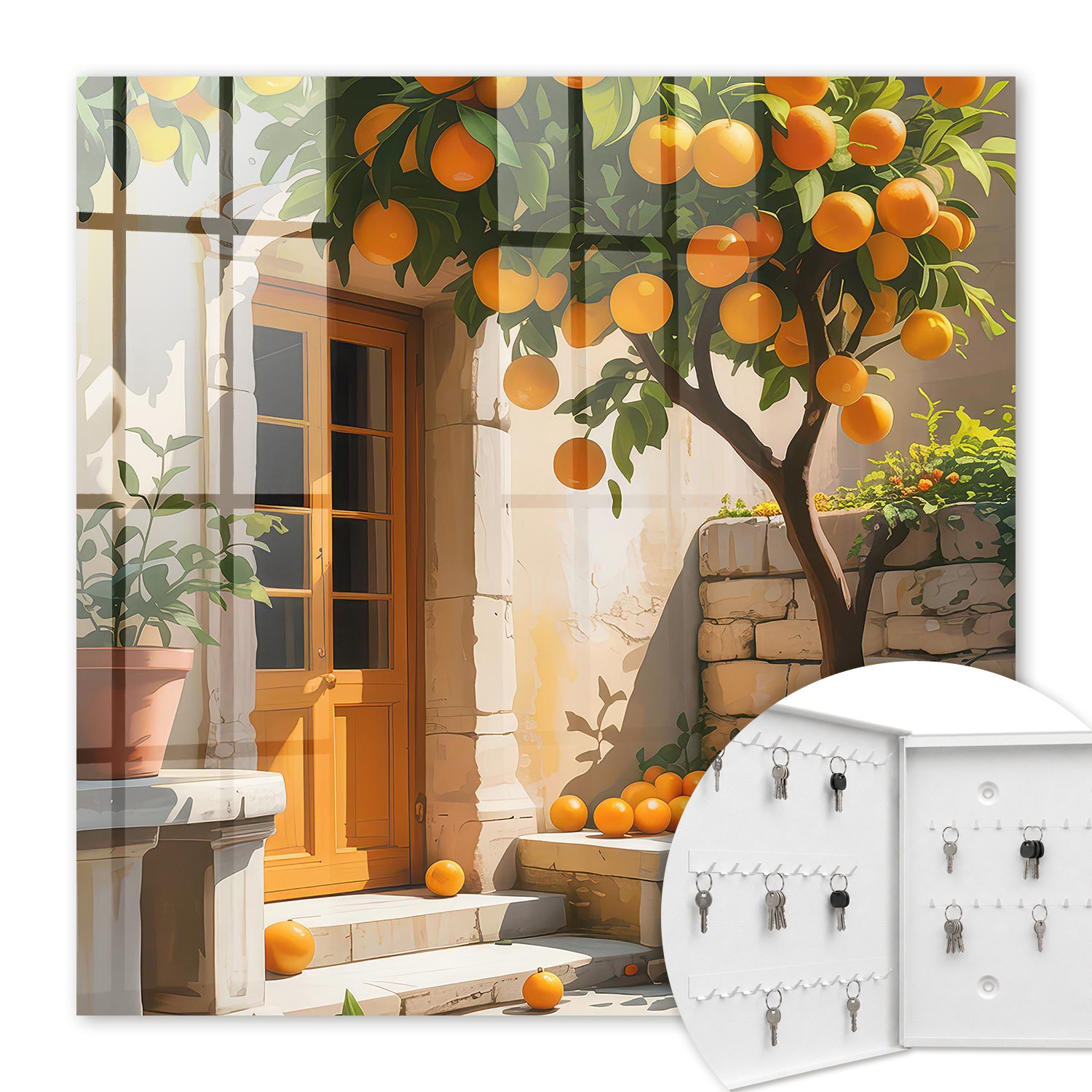Armoire À Clés - (30 Cm X 30 Cm) - Boîte À Clés Murale - Coffret De Rangement Pour Clés - Couleur Blanche - Ouverture Vers La Gauche - Pour Maison Et Bureau - Jardin Des Orangers