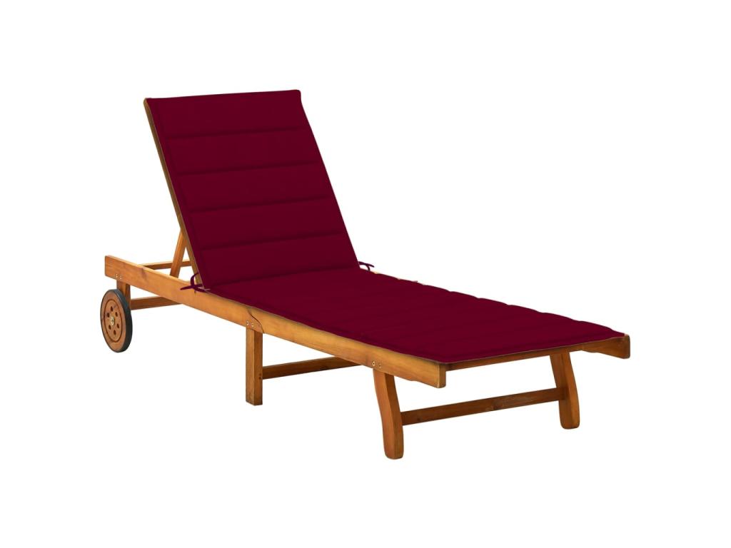 Transat Chaise Longue Bain De Soleil Lit De Jardin Terrasse Meuble D'extérieur Avec Coussin Bois D'acacia Solide 02_0012