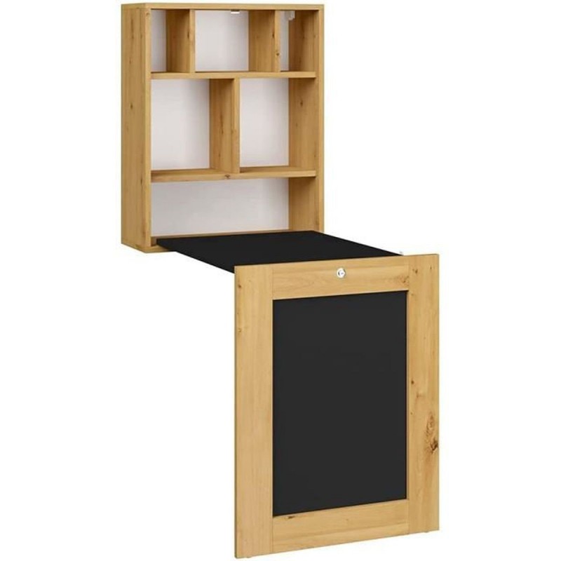 Secrétaire Bim Furniture Tilt Artisan Pliable Mural 6 Étagères Verrouillable Bois Naturel Noir