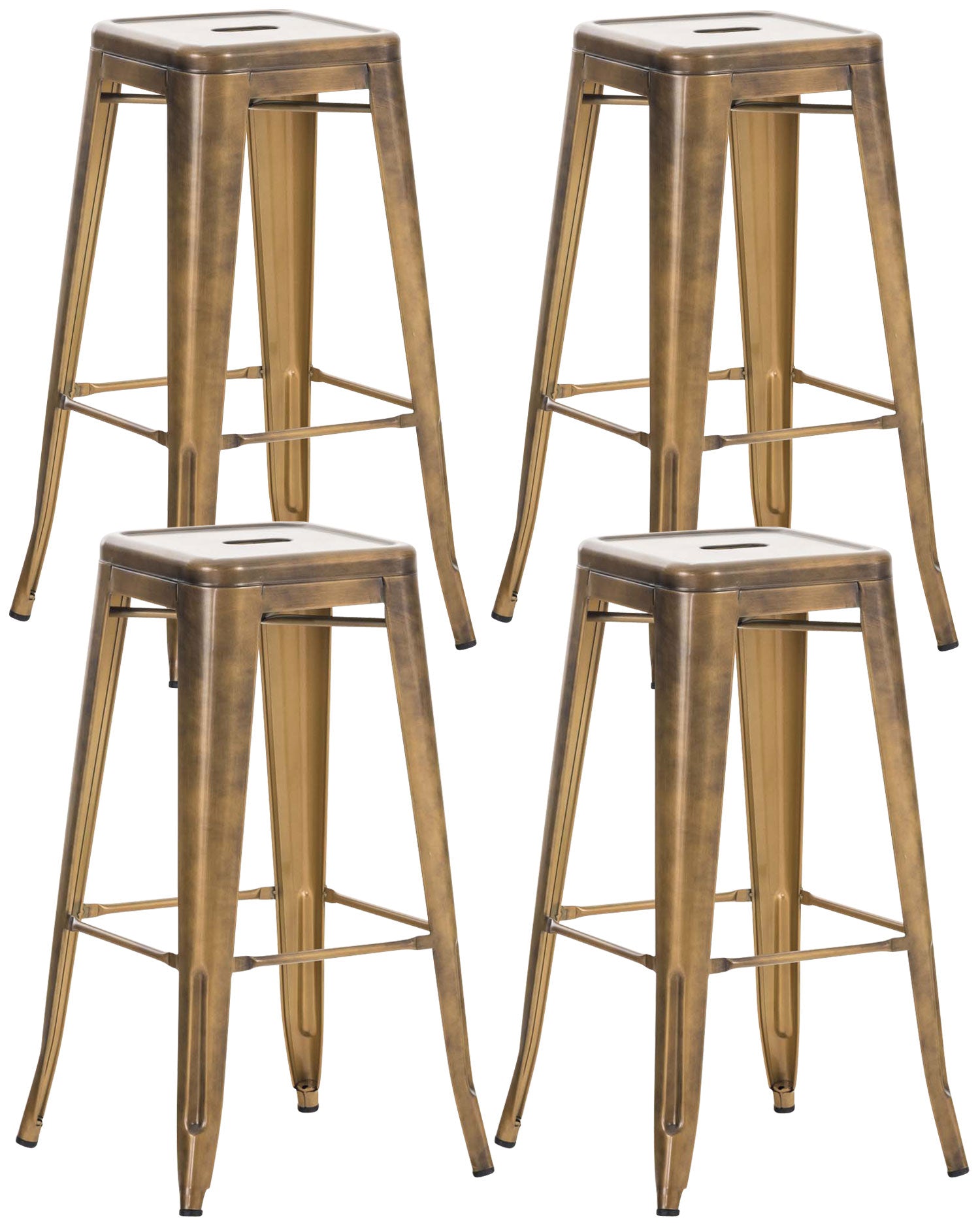 Lot De 4 Tabourets De Bar Style Industriel Avec Repose-pieds En Métal Doré 10_0000938