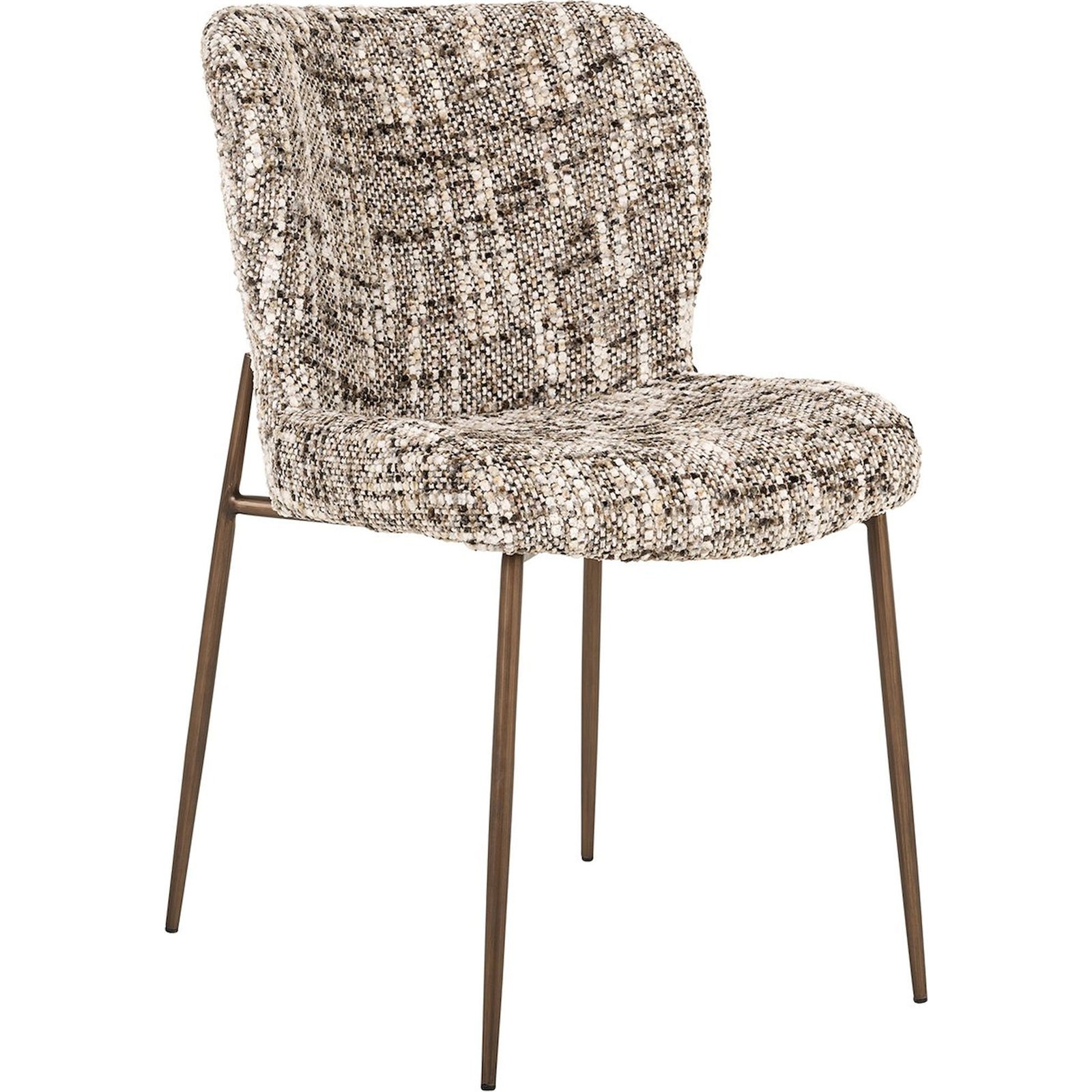 Chaise Salle À Manger Tissu Brun Pieds Bronze Élégant - Brun Chiné Tissu Omara