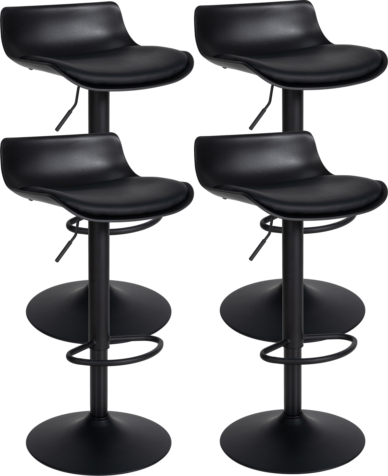 Lot De 4 Tabourets De Bar En Simili Cuir Aveiro Noir