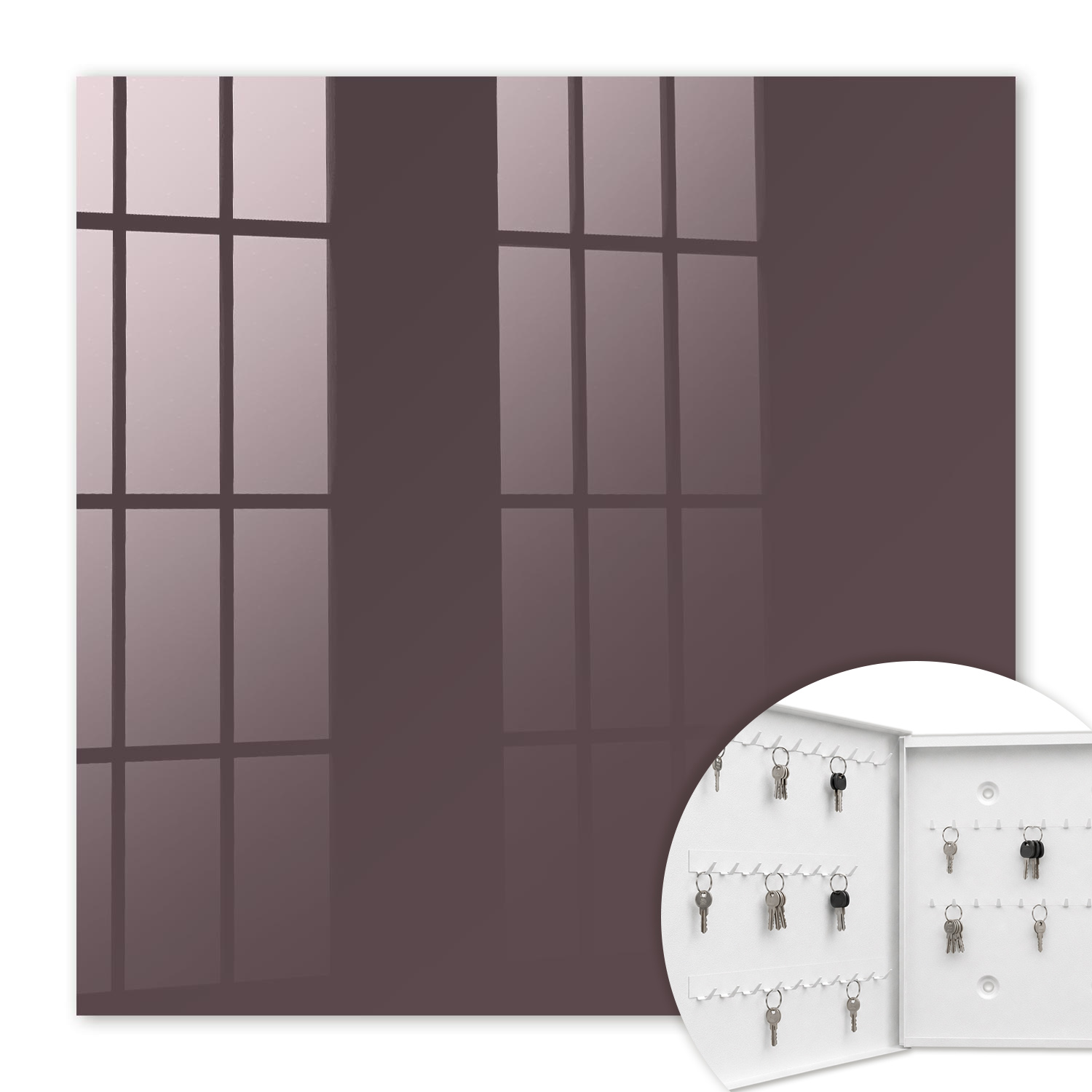 Armoire À Clés - (30 Cm X 30 Cm) - Boîte À Clés Murale - Coffret De Rangement Pour Clés - Couleur Blanche - Ouverture Vers La Gauche - Pour Maison Et Bureau - Couleur Grise