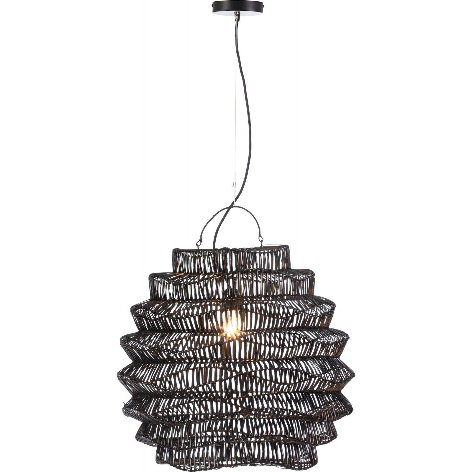 Suspension Design Contemporain En Rotin Noir - Noir Élégant Avec Nuances De Rotin