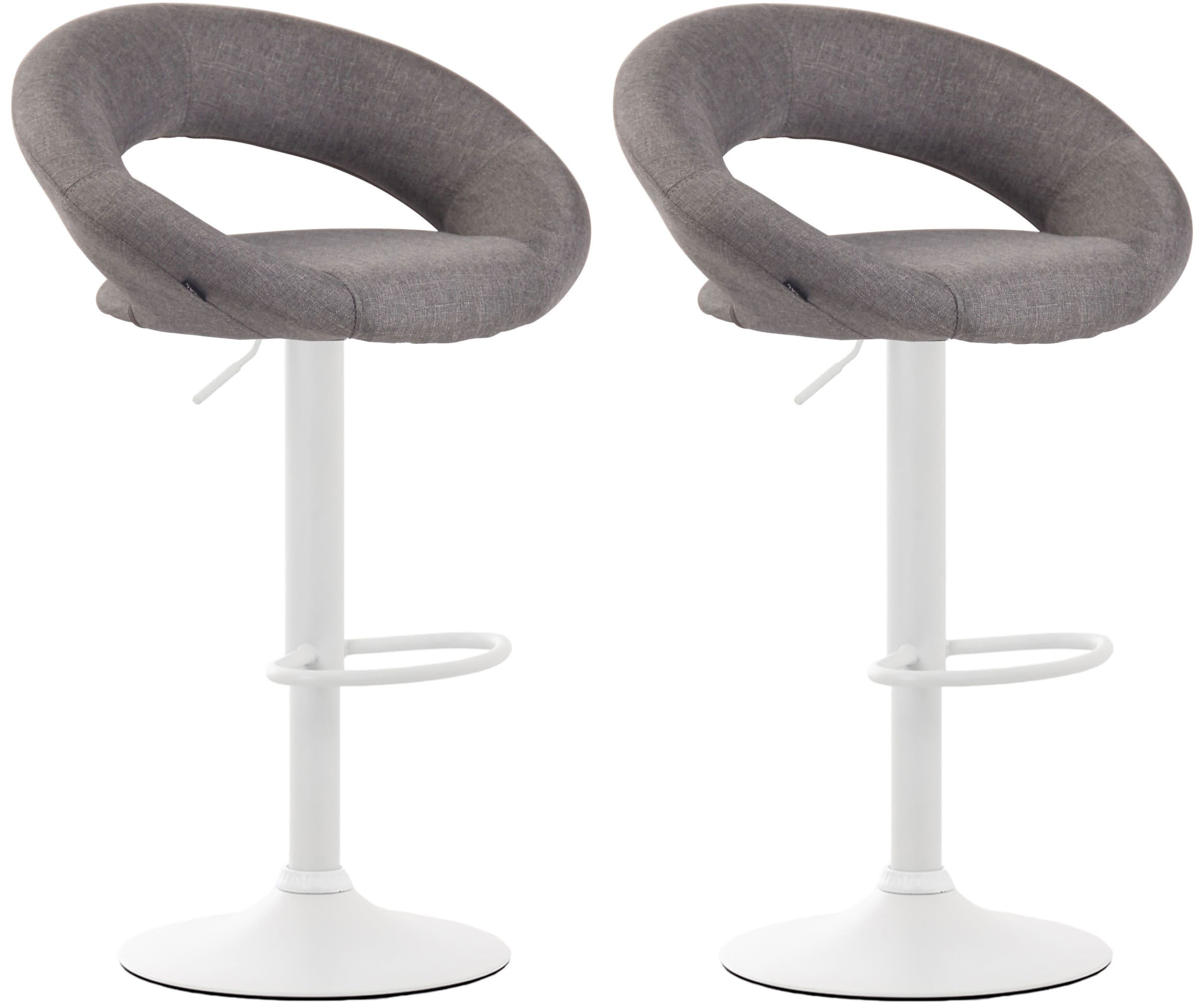 Lot De 2 Tabourets De Bar Olinda Tissu Blanc Gris