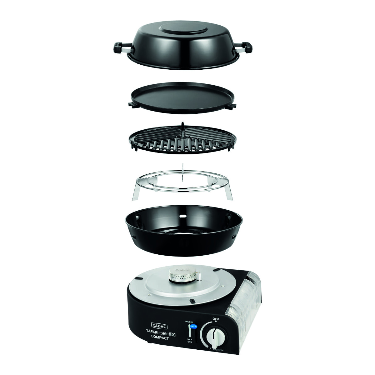 Cadac Barbecue A Gaz Portable Safari Chef 30 Compact Revêtement Anti-adhésif Camping