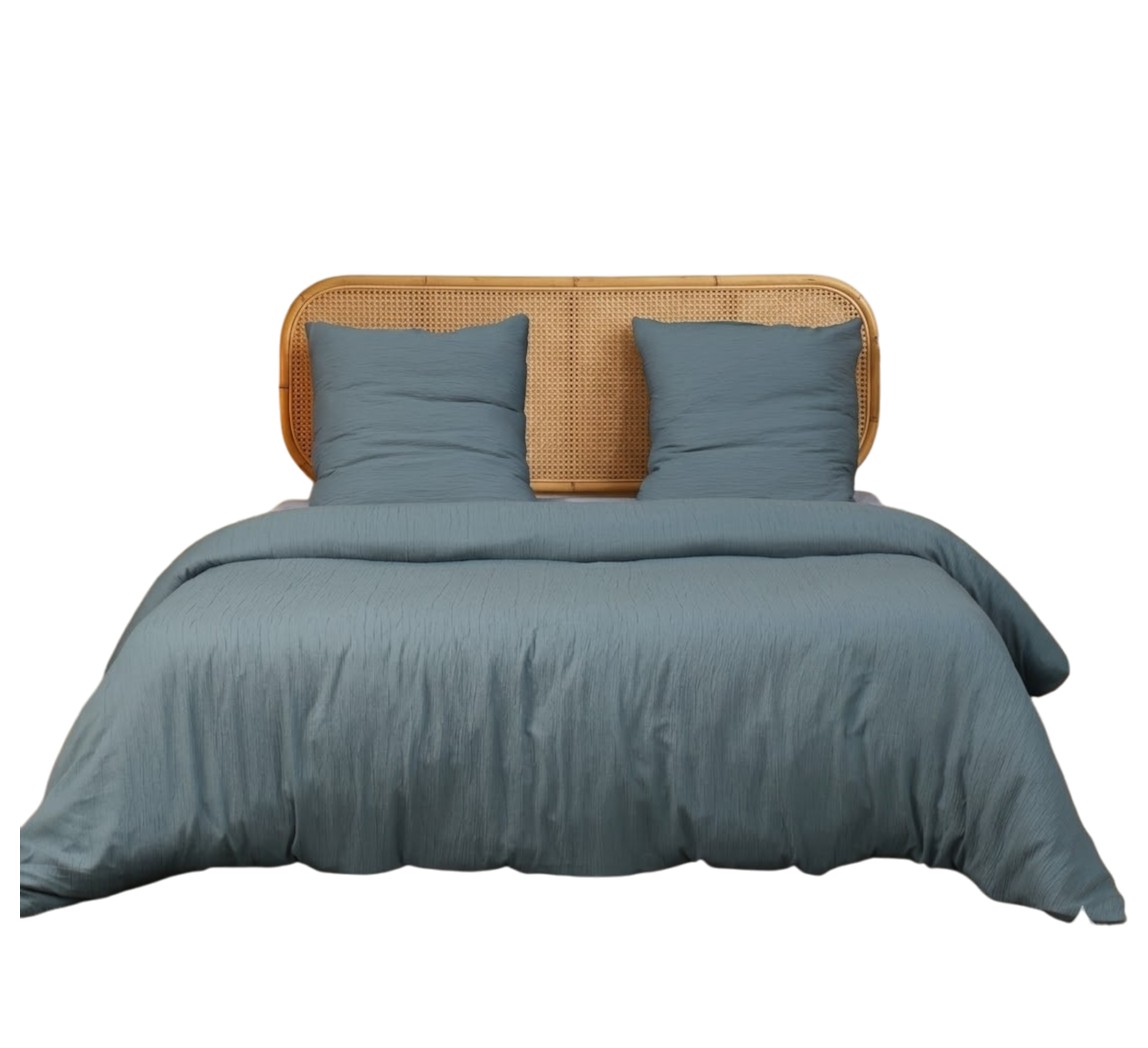 Parure De Lit En Gaze De Microfibre 260 X 240 Cm Uni Bleu