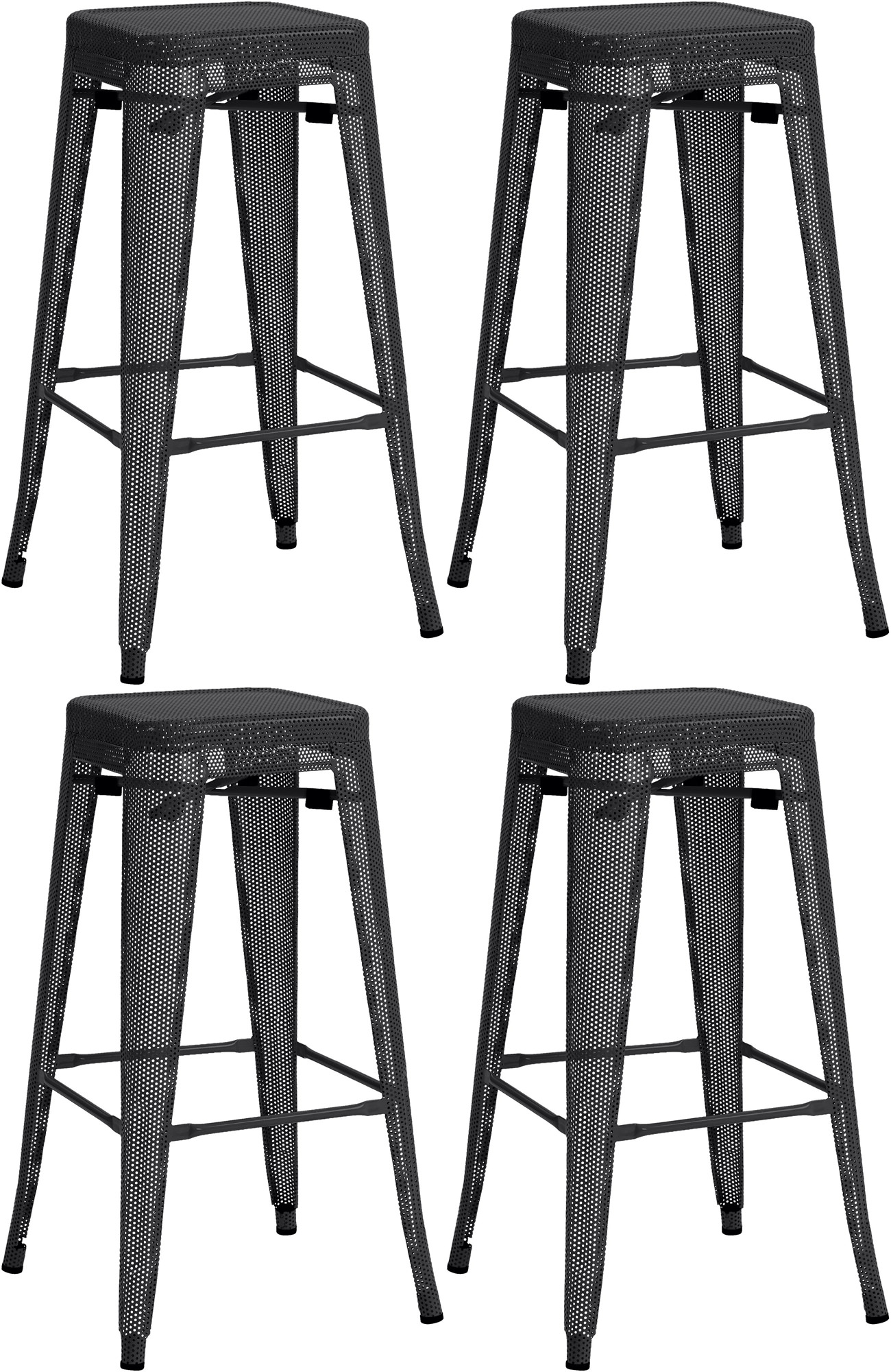 Lot De 4 Tabourets De Bar Fletcher Noir