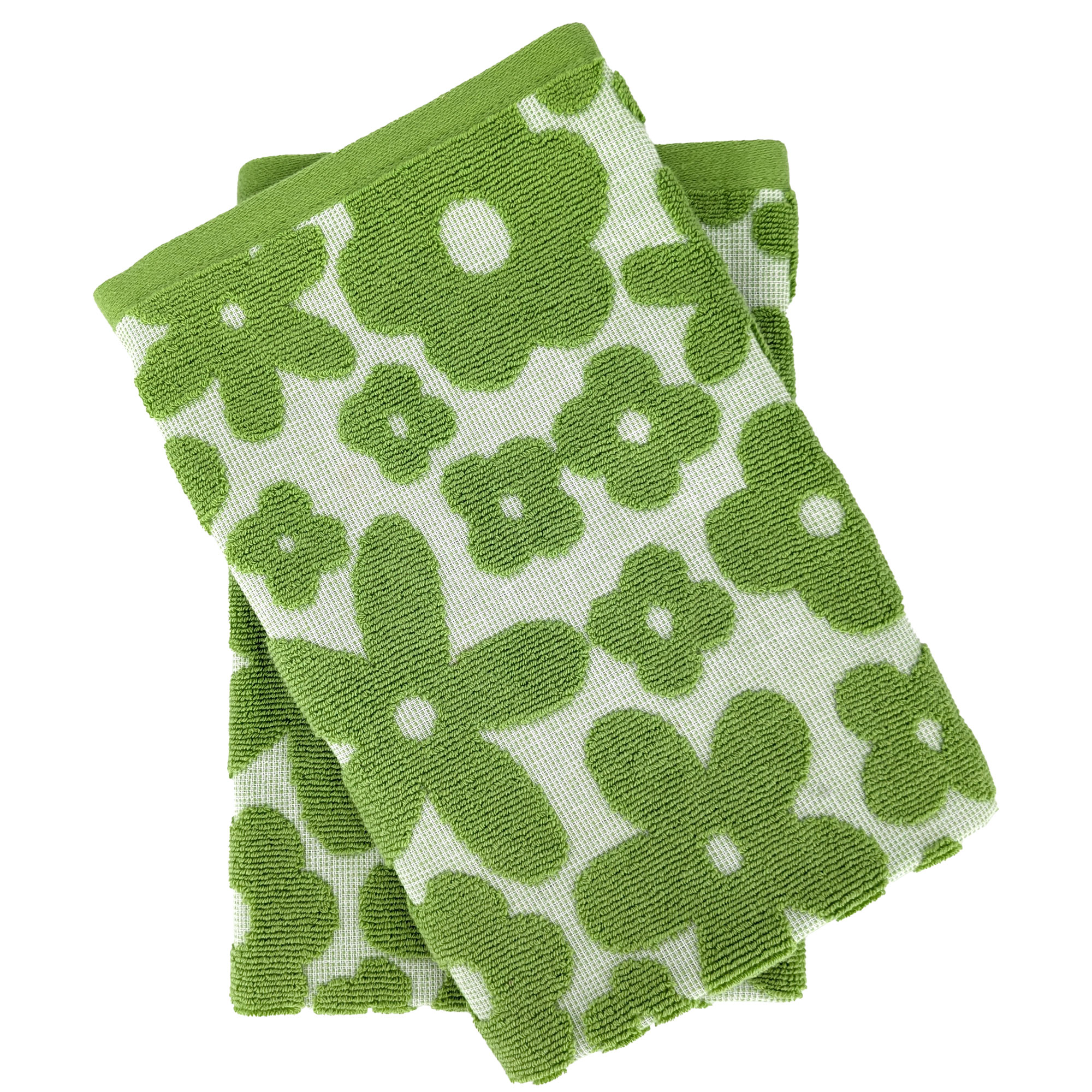 Lot De 2 Torchons De Cuisine 50x50 Cm Coton Shapes Motif Fleurs Vert