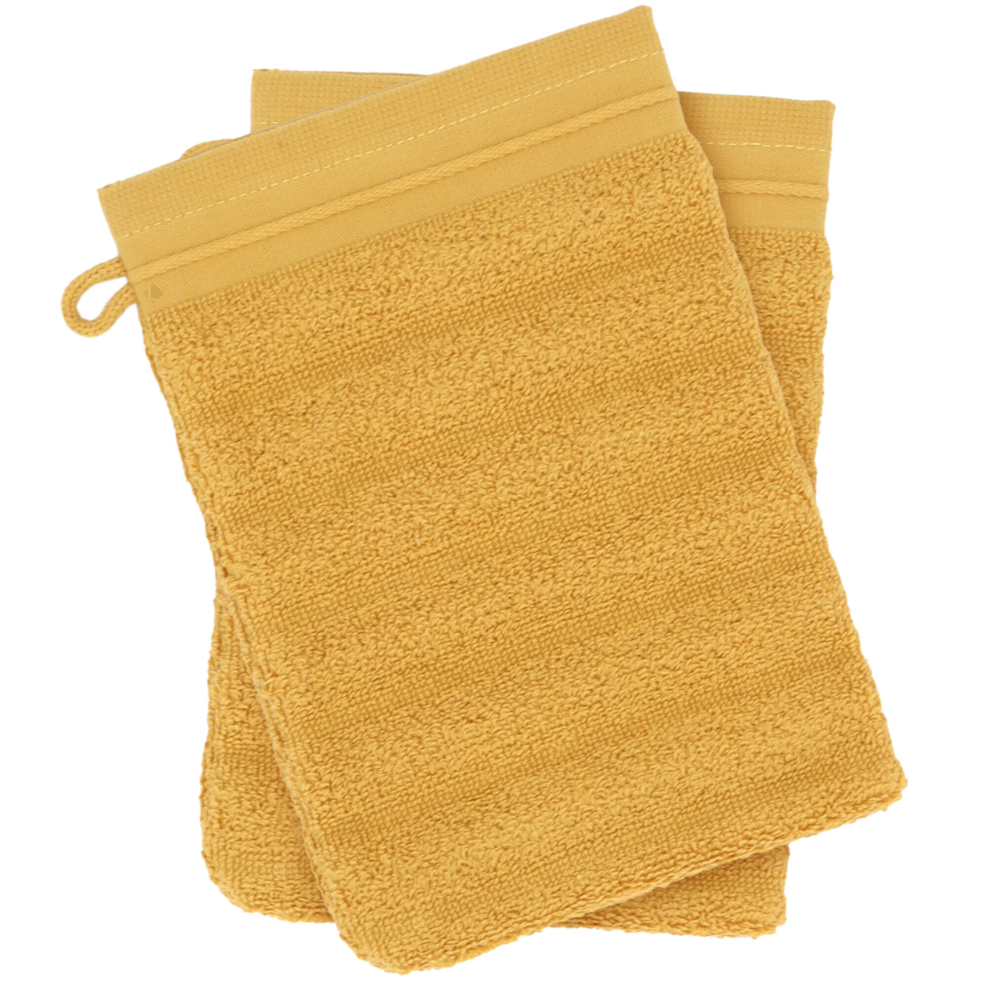 Lot De 2 Gants De Toilette 16x21 Cm Natural Stripes Curry
