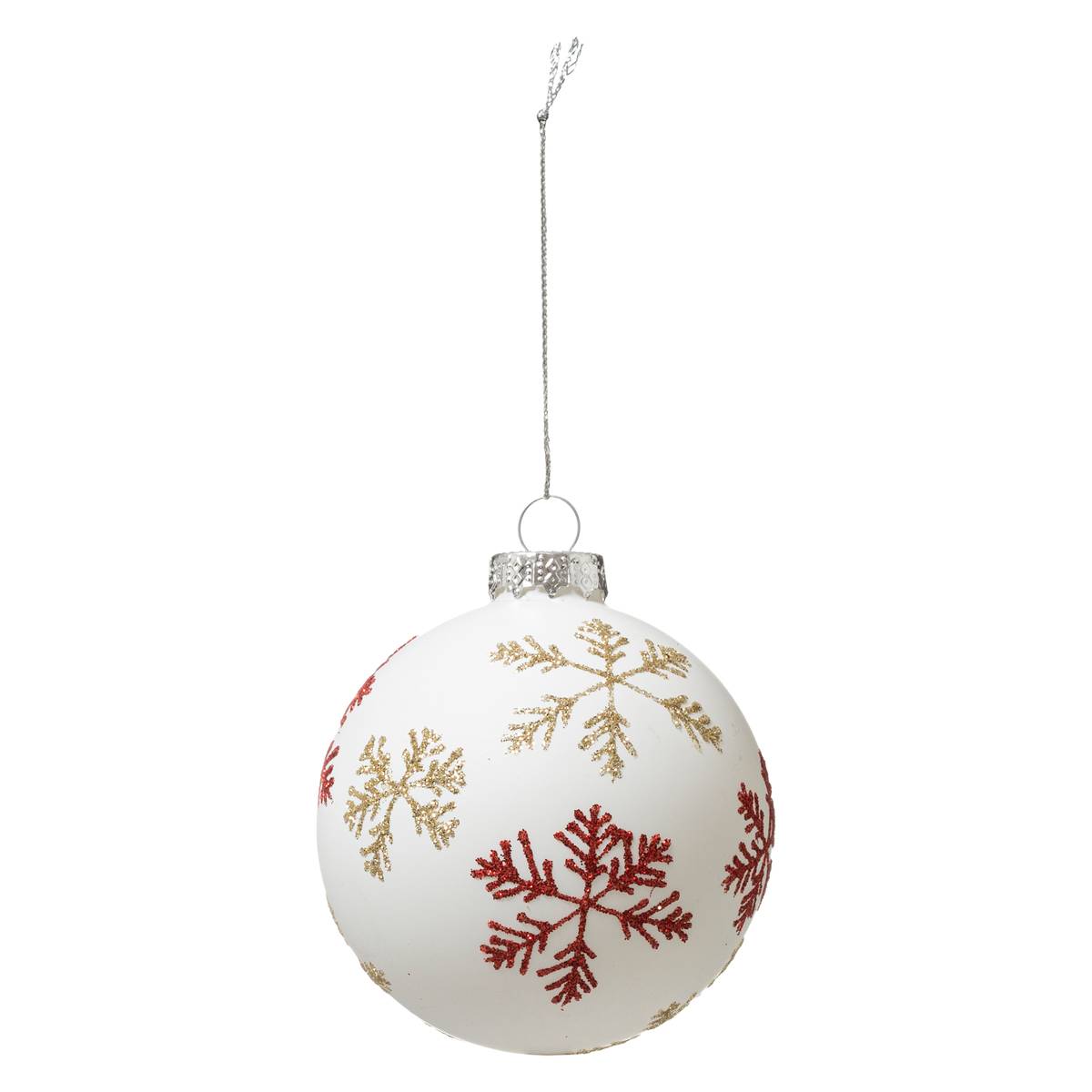 Boule De Noël En Verre 80 Mm Flocon 3 Assortiment - Feeric Lights & Christmas