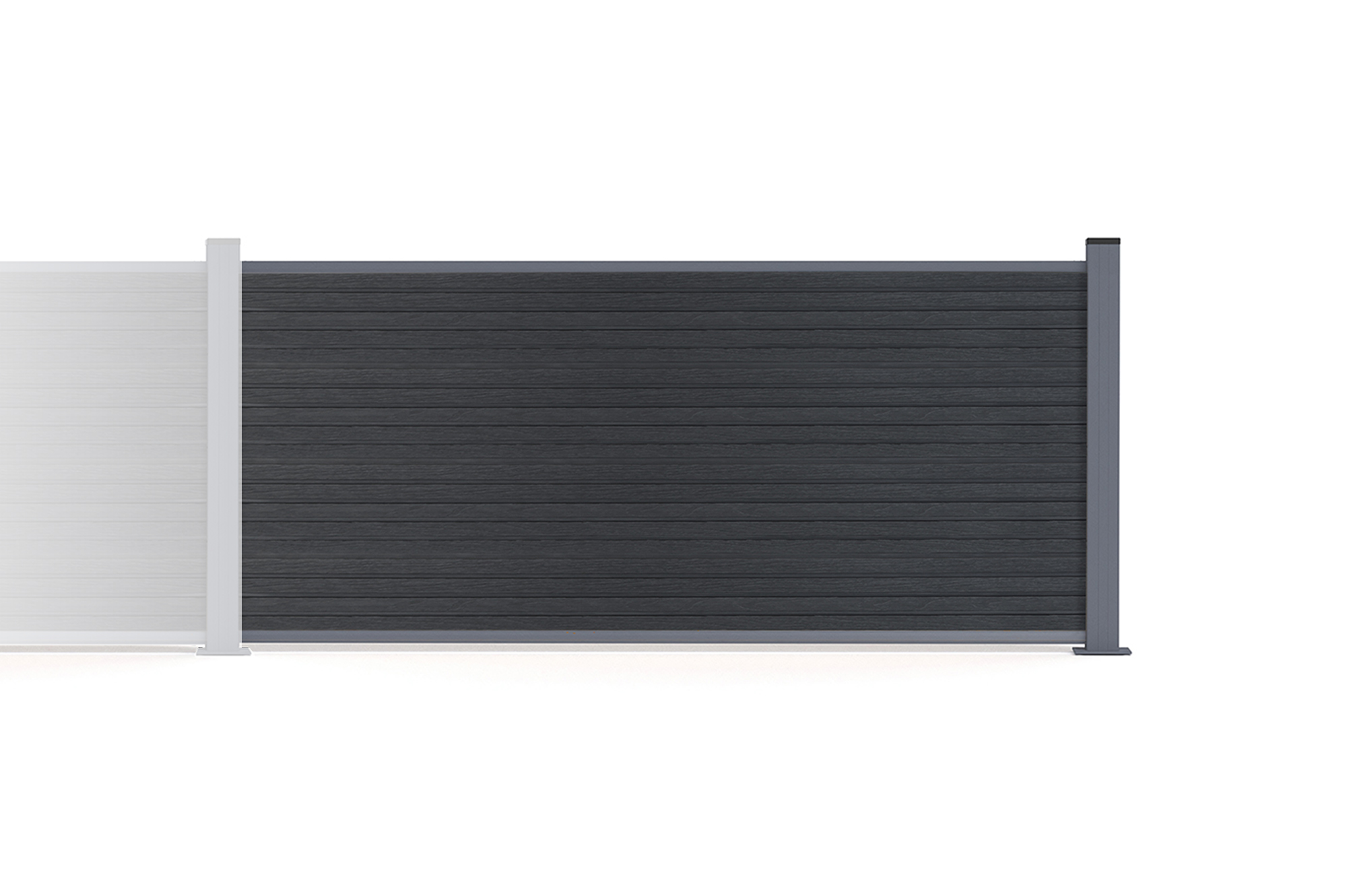 Kit D'Extension Clôture Composite Effet Bois 2m Priel H.90 Cm Sur Platine Gris