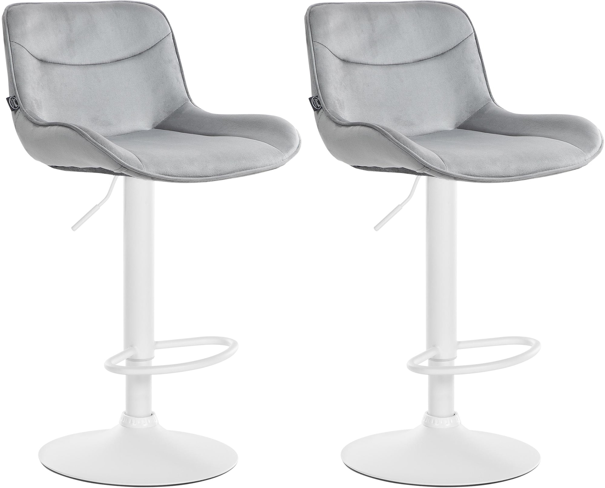 Lot De 2 Tabourets De Bar Vonore Velours Blanc Gris