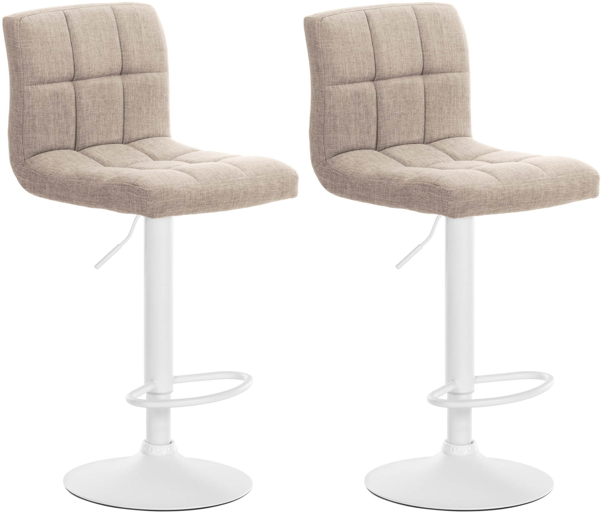 Lot De 2 Tabourets De Bar Calma Tissu Blanc Crème