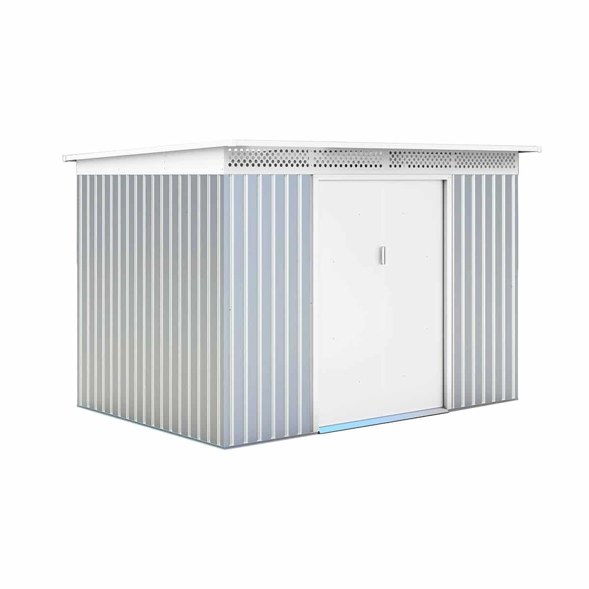 Gardiun - Abri De Jardin En Métal London 5,71 M² 206x277x187 Cm Ext. Acier Galvanisé Argent/blanc
