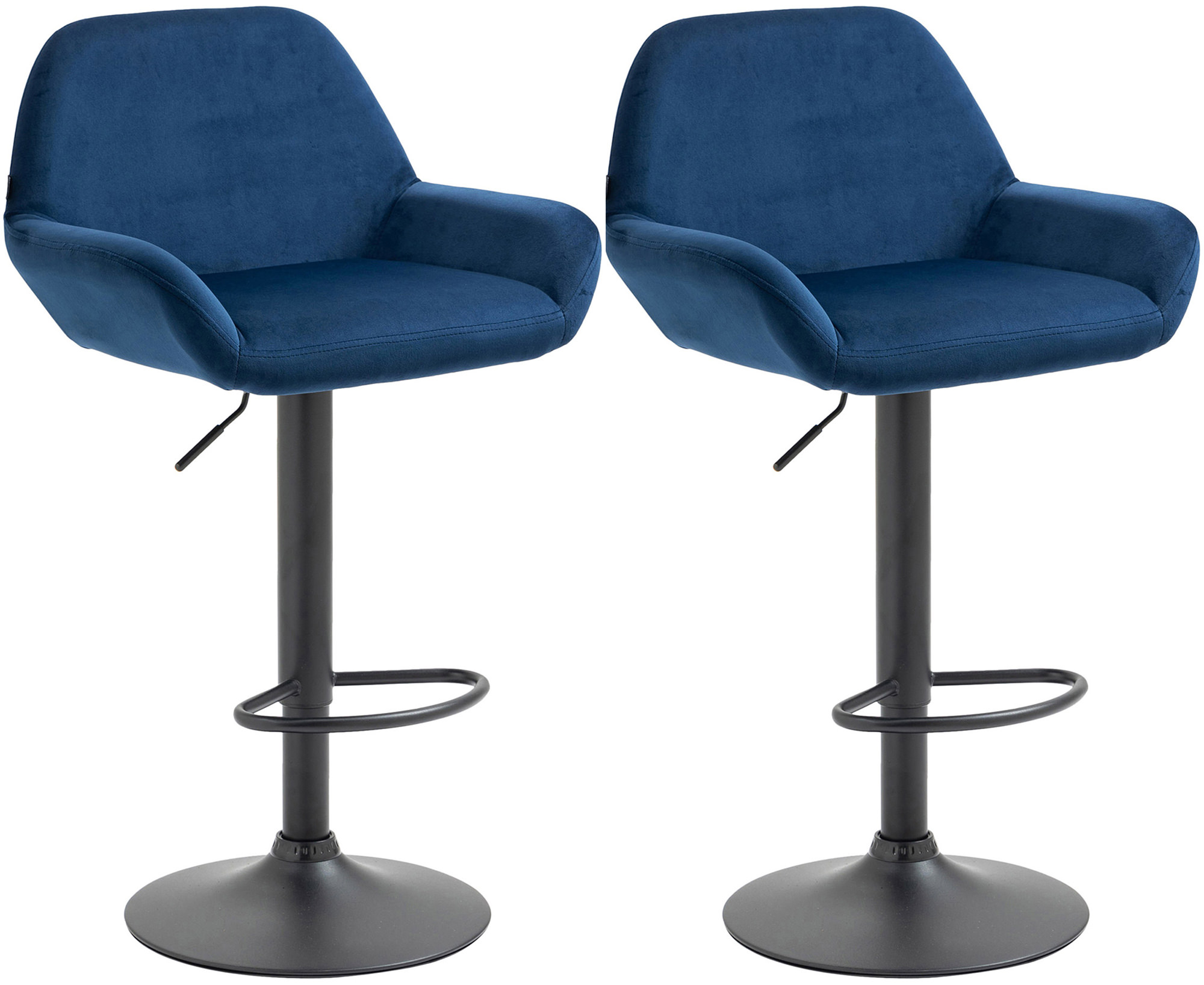 Lot De 2 Tabourets De Bar Braga Velours Noir Bleu