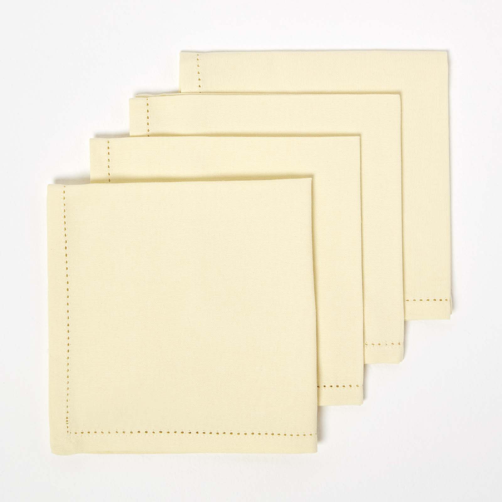 Serviettes De Table Lot De 4 En Coton Crème - Homescapes