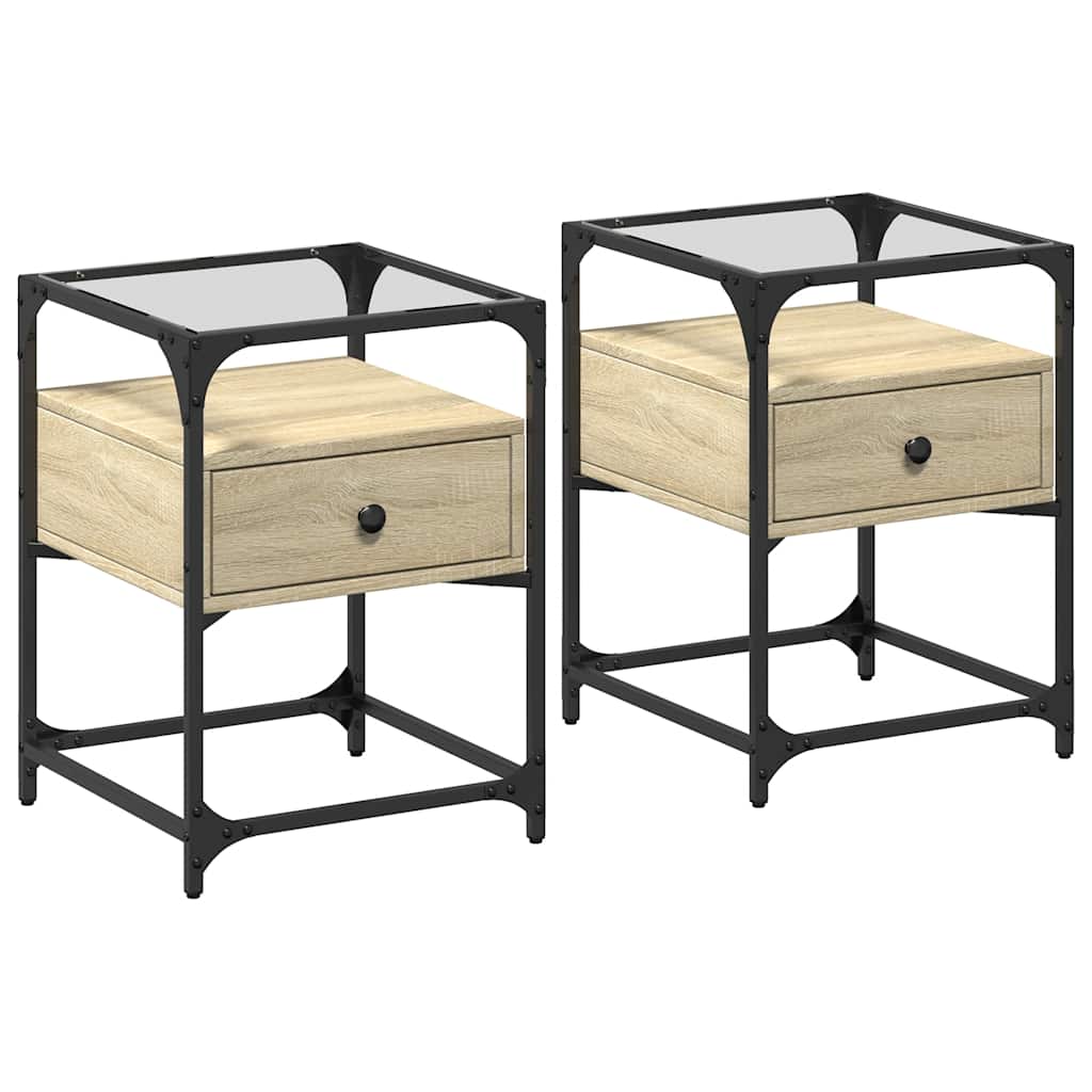 Lot De 2 Tables De Chevet Avec Tiroir 40 X 40 X 55 Cm Dec035278
