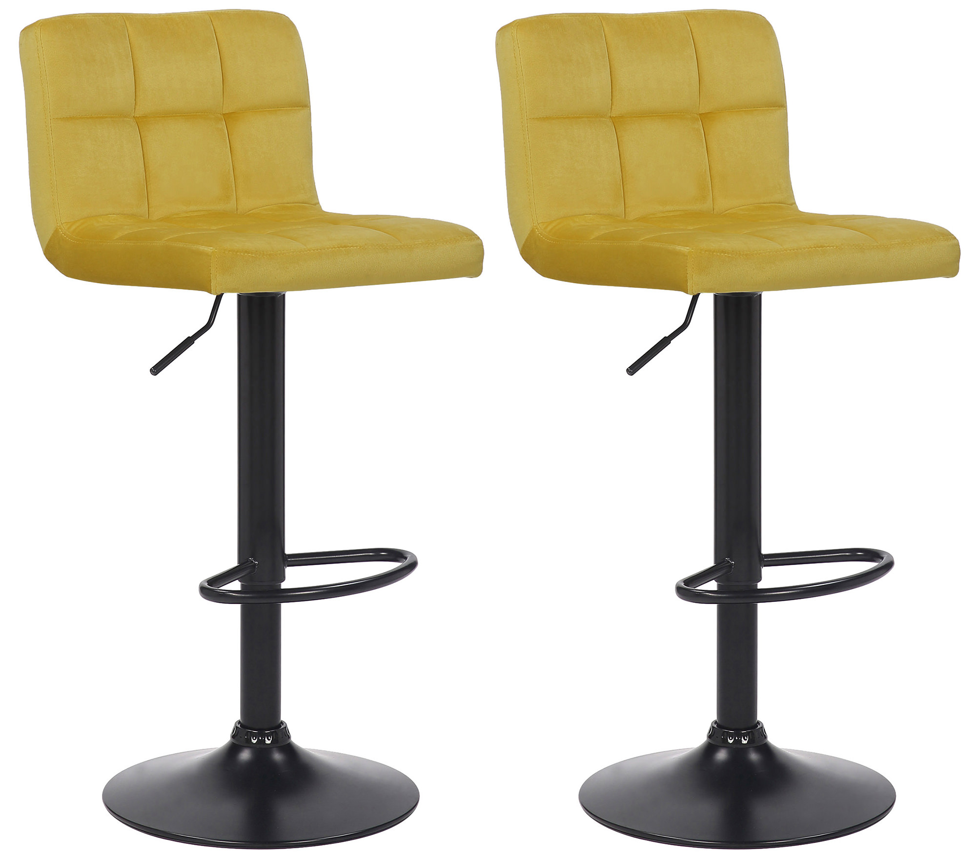 Lot De 2 Tabourets De Bar Feni Velours Jaune