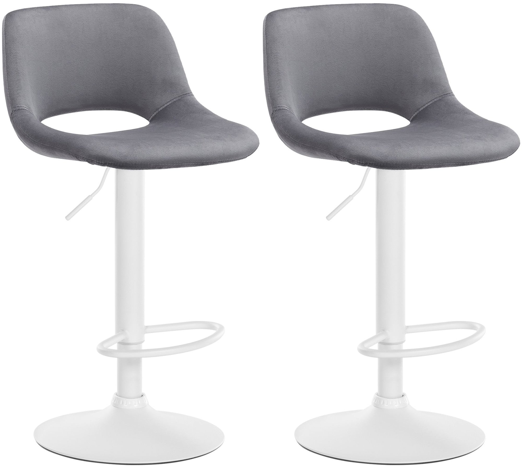 Tabourets De Bar Chaises Haute X2 Avec Repose-pieds En Velours Gris Foncé Piètement Métallique 10_0004091