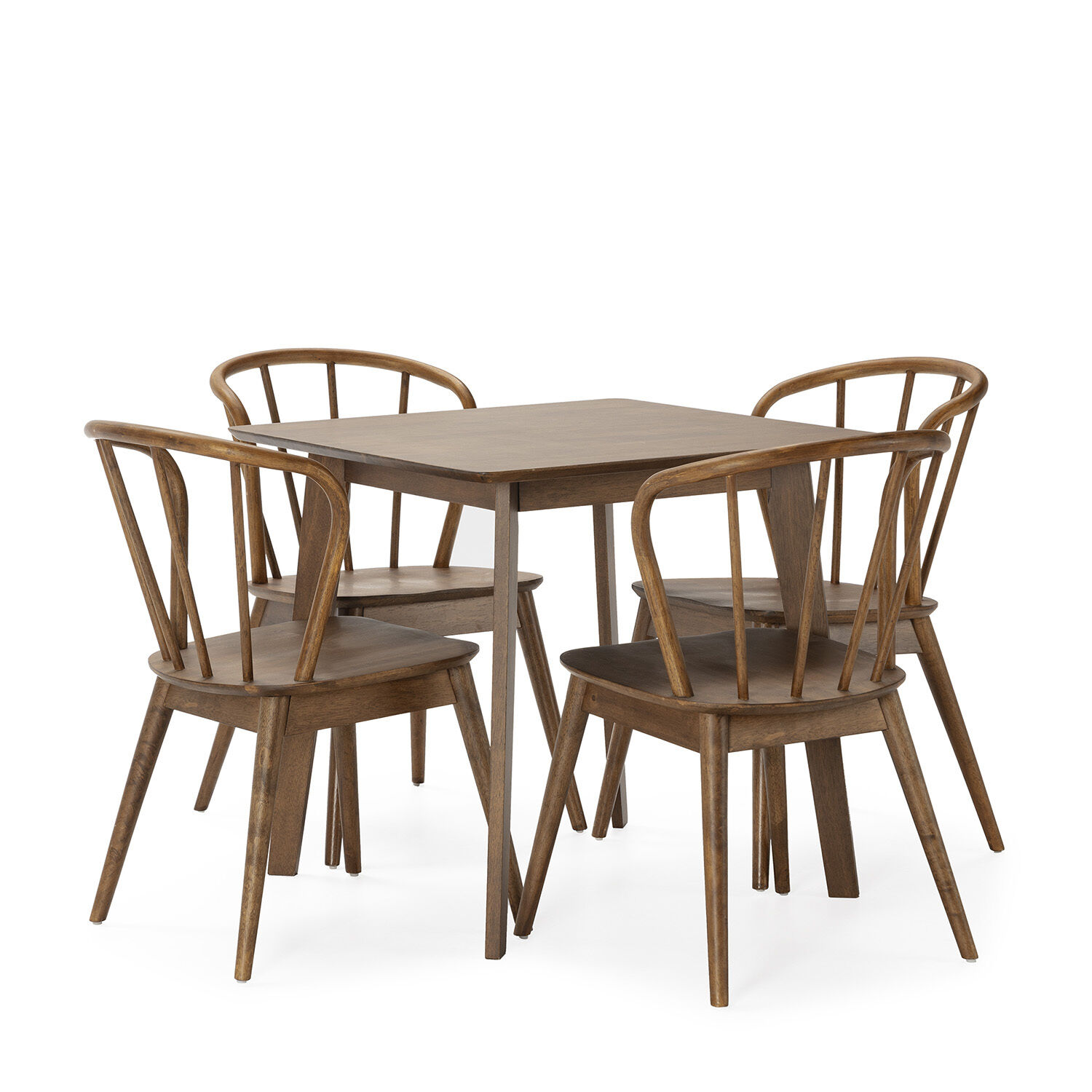 Ensemble Table 80x80 Cm Et 4 Chaises De Salle À Manger Brisa Noyer