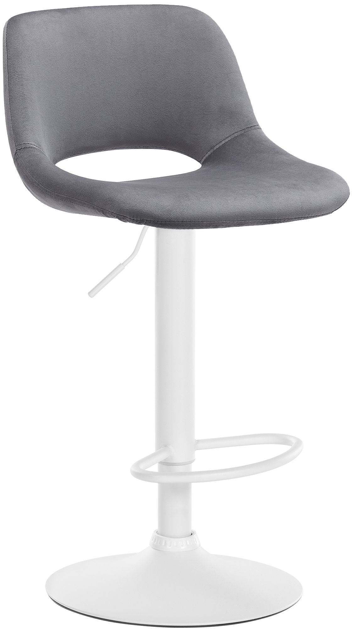 Tabouret De Bar Chaise Haute X1 Avec Repose-pieds En Velours Gris Foncé Piètement Métallique 10_0004609