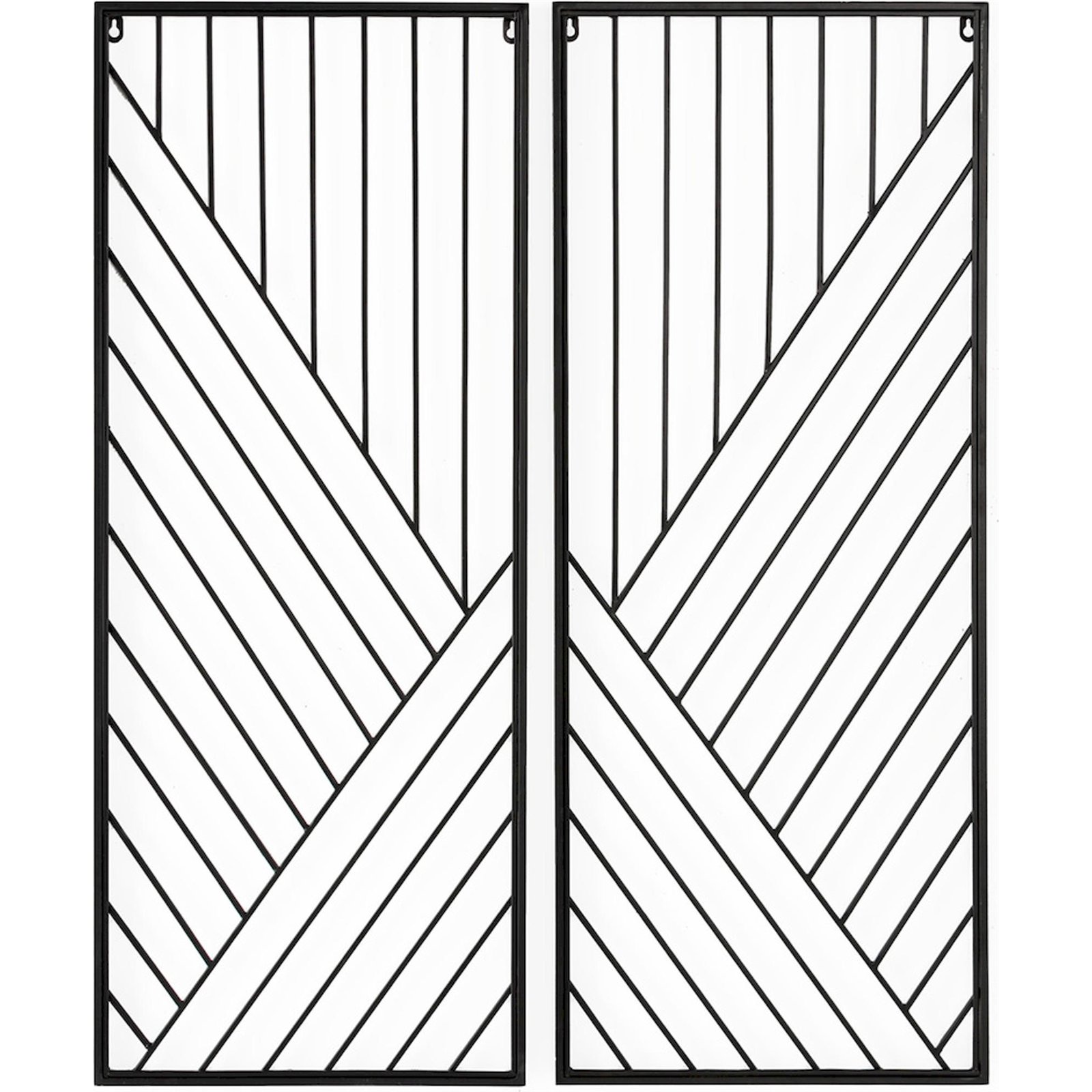 Sculpture Murale Métal Noir Design Géométrique Décoratif - Noir Géométrique Sur Fond Blanc