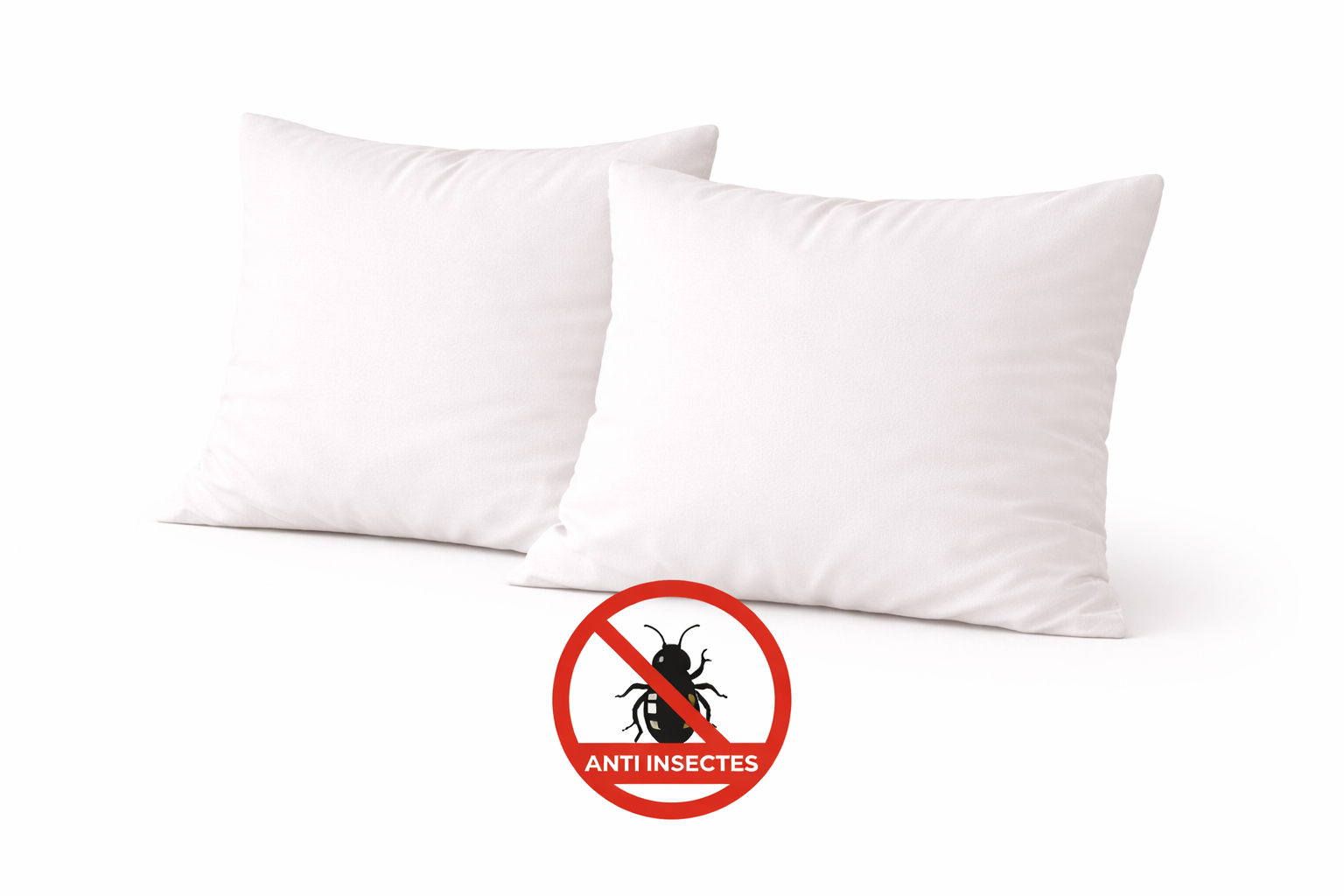 Lot De 2 Oreillers Moelleux Anti Insectes - 65 X 65 - Spécial Été - Mortreux