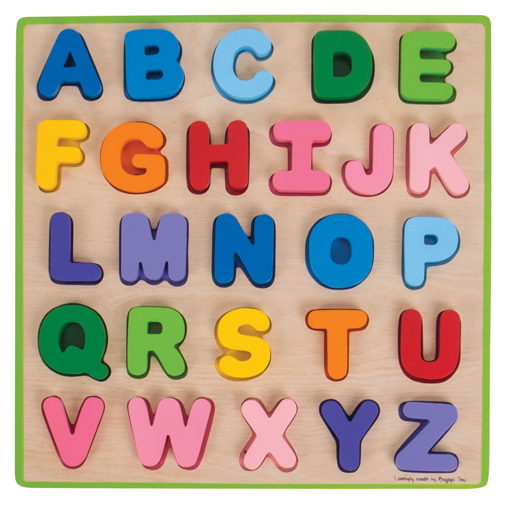 Bigjigs Toys, Puzzle Abc Majuscules En Bois, Adapté Aux ges Dès 18 Mois