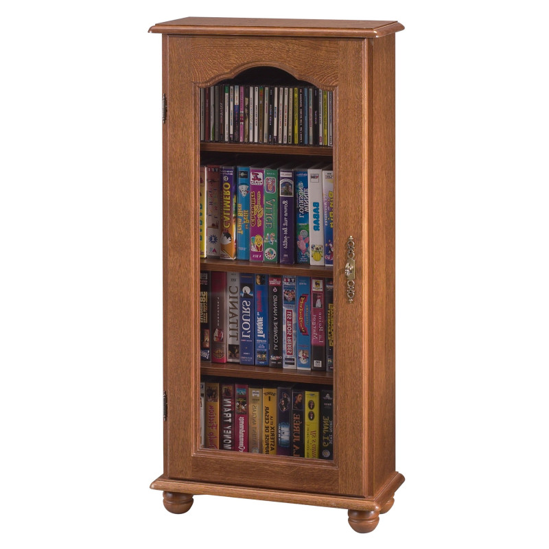 Vitrine Beaux Meubles Pas Chers 1 Porte 6 Niches L49,4 H105,8 P21,5 Cm Marron Chêne