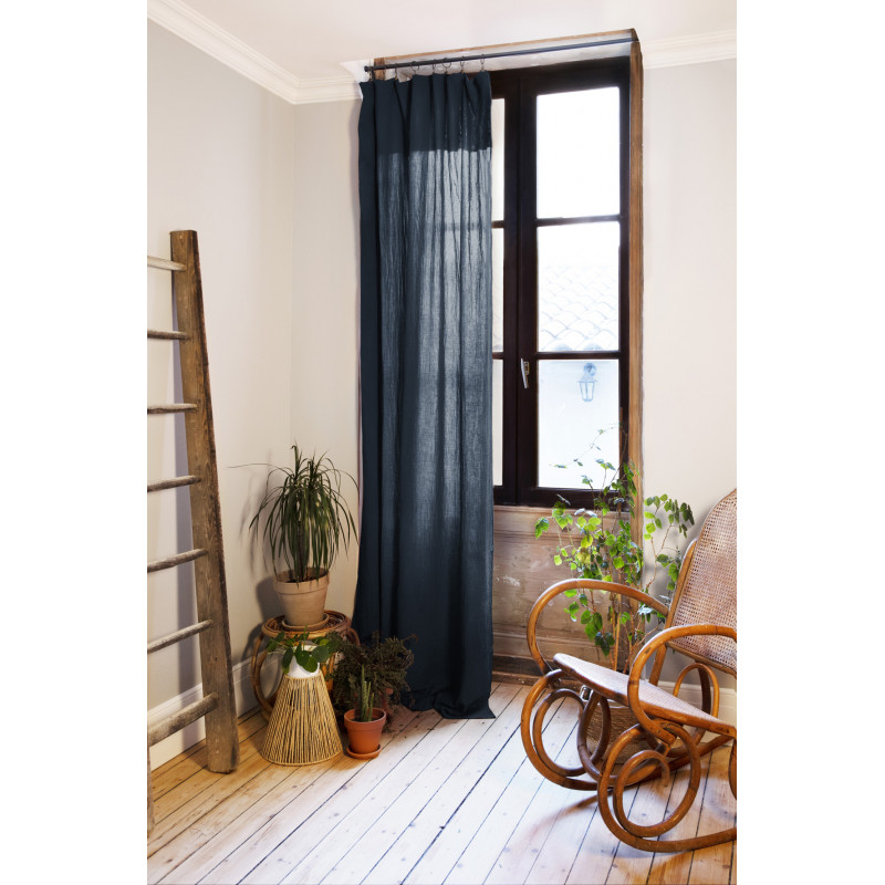 Lot De 2 Rideaux Ajustables + 8 Anneaux Pince "gaîa" 140 X 300 Cm "gaze De Coton" L'effet Papillon